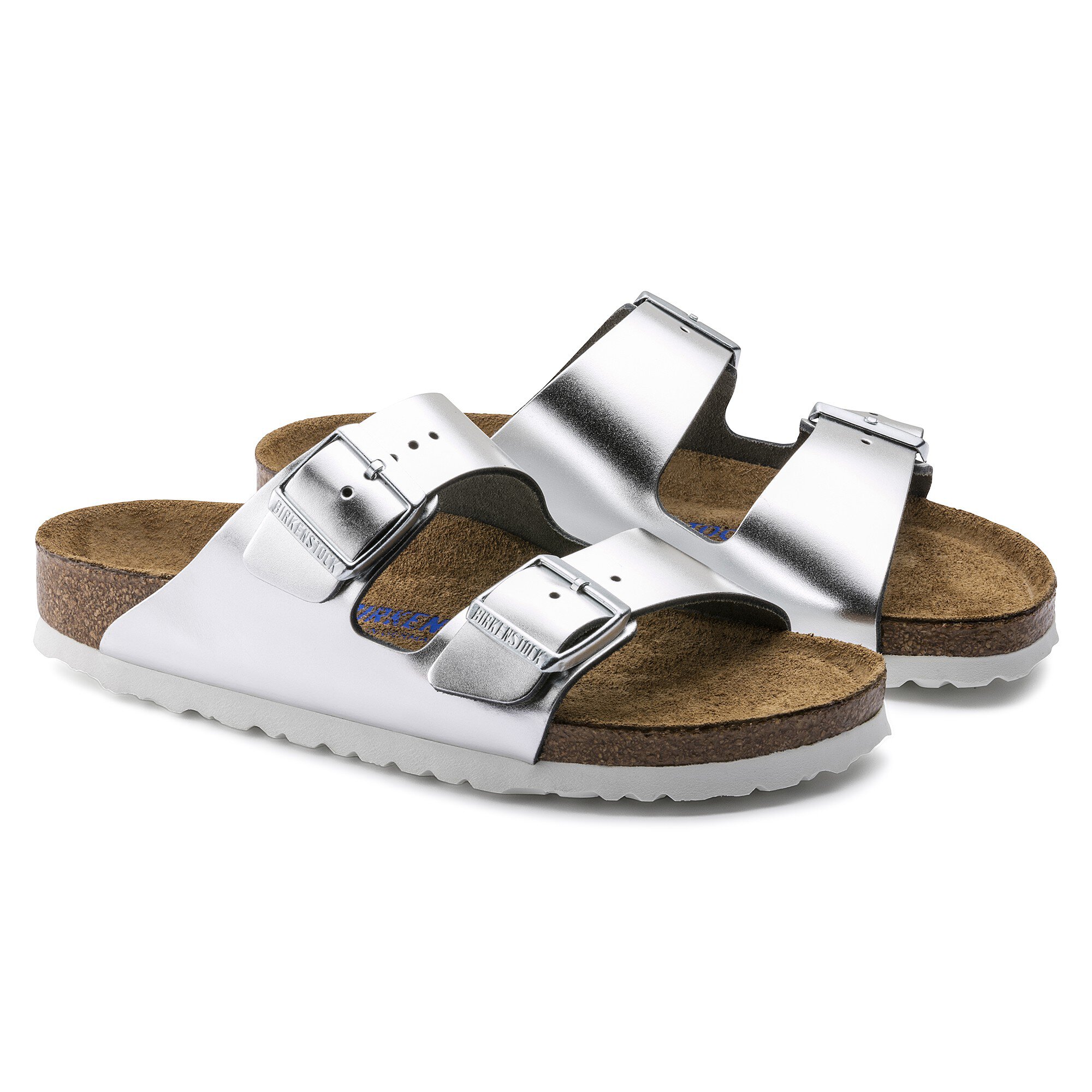 Verenigde Staten van Amerika Raad Continu Arizona Soft Footbed Leather Metallic Silver | BIRKENSTOCK