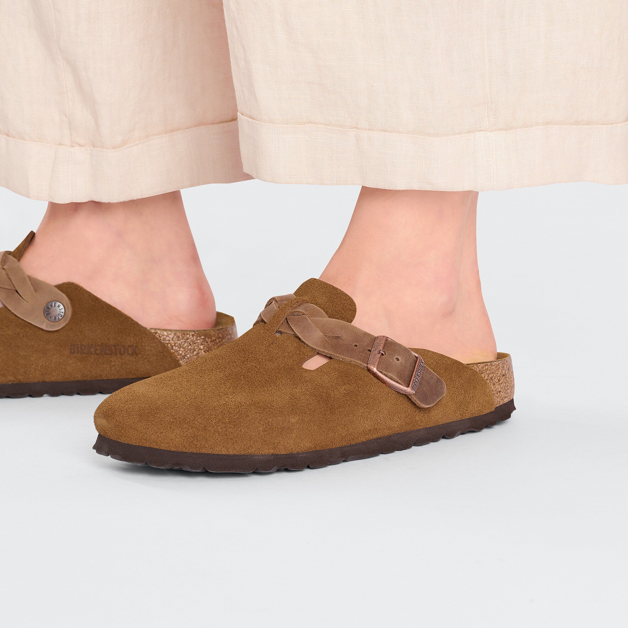 Boston Braided Suede Leather Mink BIRKENSTOCK