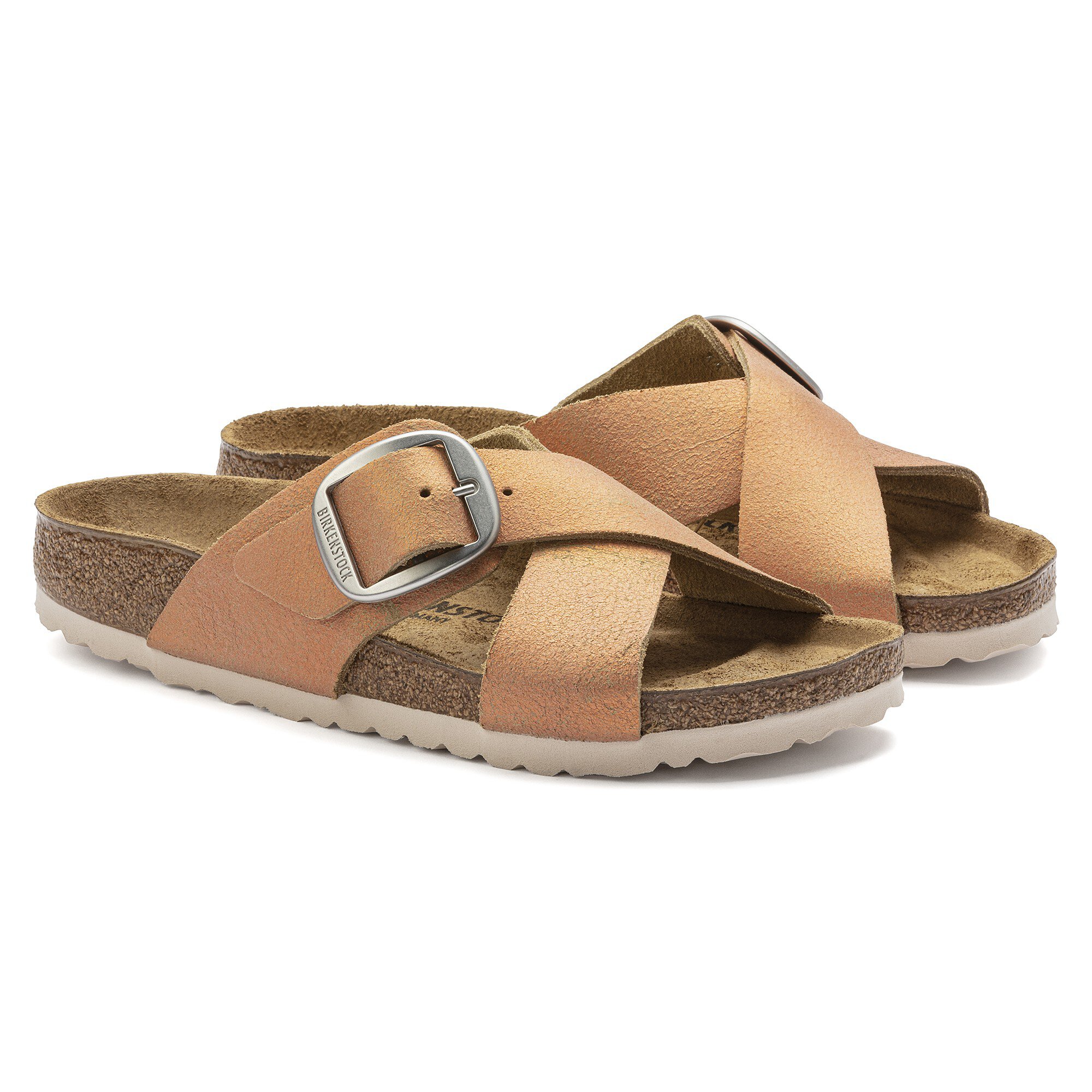siena washed metallic big buckle birkenstock