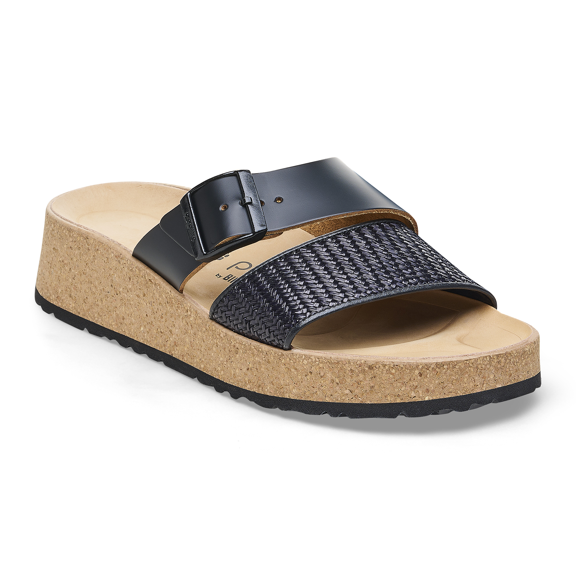 Almina French Piping Natural Leather/Synthetics Black | BIRKENSTOCK