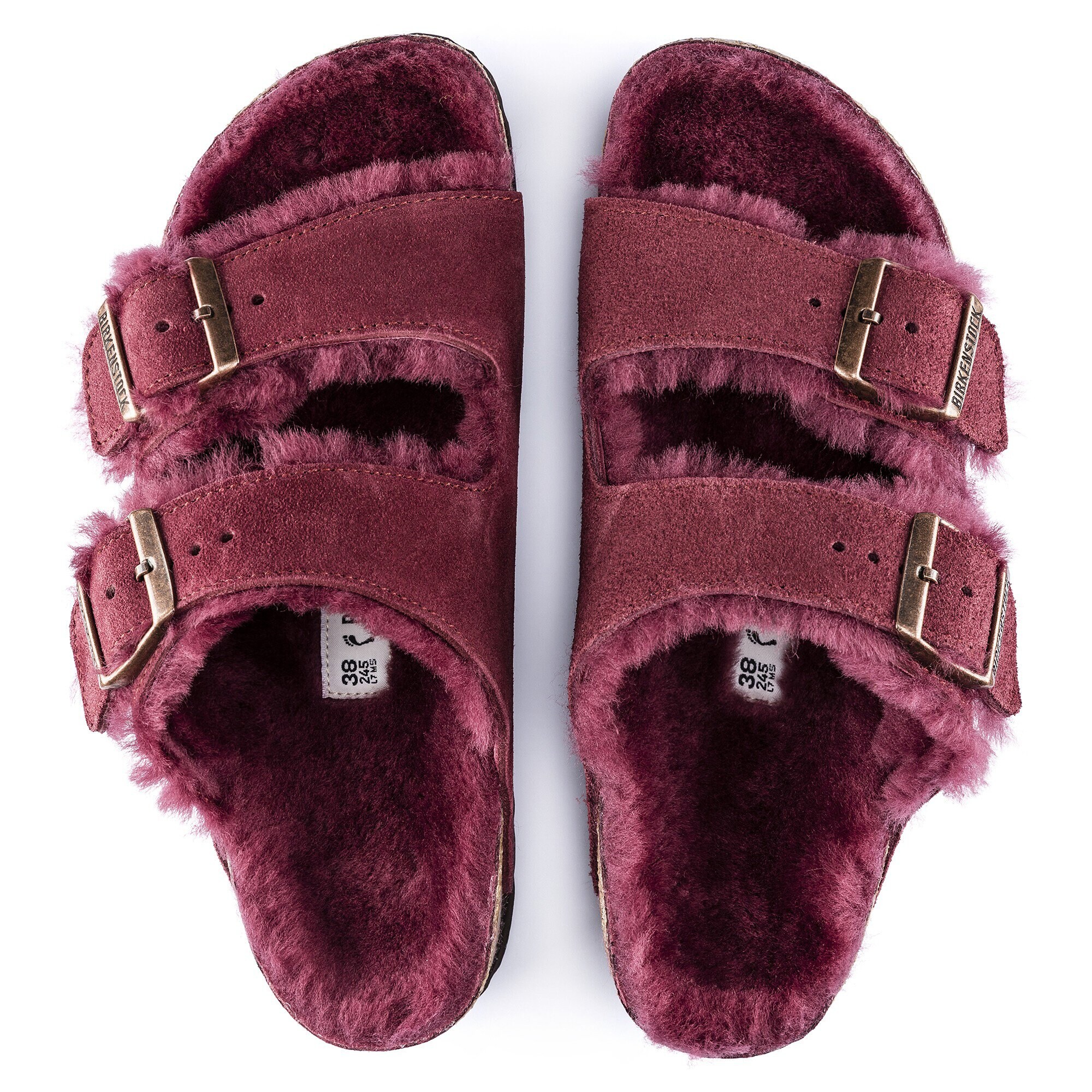 birkenstock arizona shearling burgundy