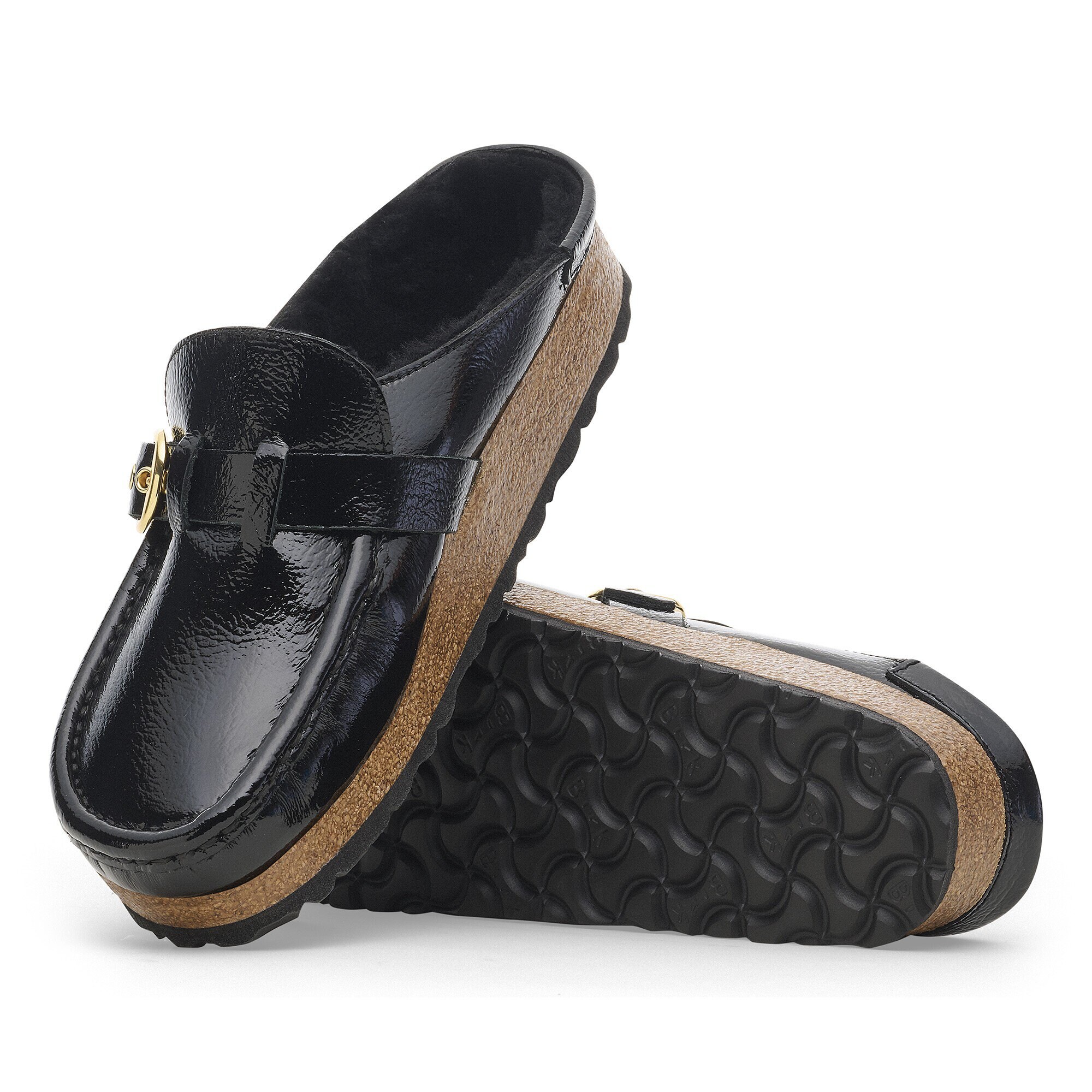 Buckley Shearling Patent Leather Naplak Black | BIRKENSTOCK