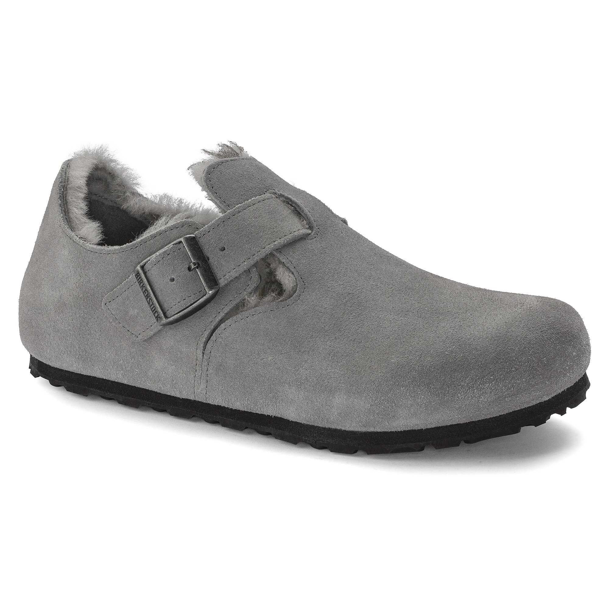 dyd Defekt metallisk London Shearling Suede Leather Whale Gray | BIRKENSTOCK