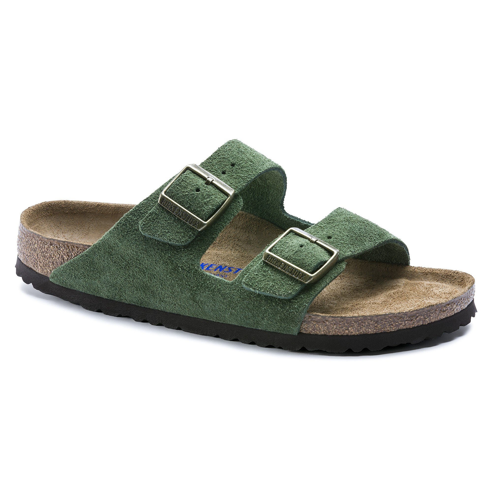 sokker uberørt Tremble Arizona Soft Footbed Suede Leather Green | BIRKENSTOCK