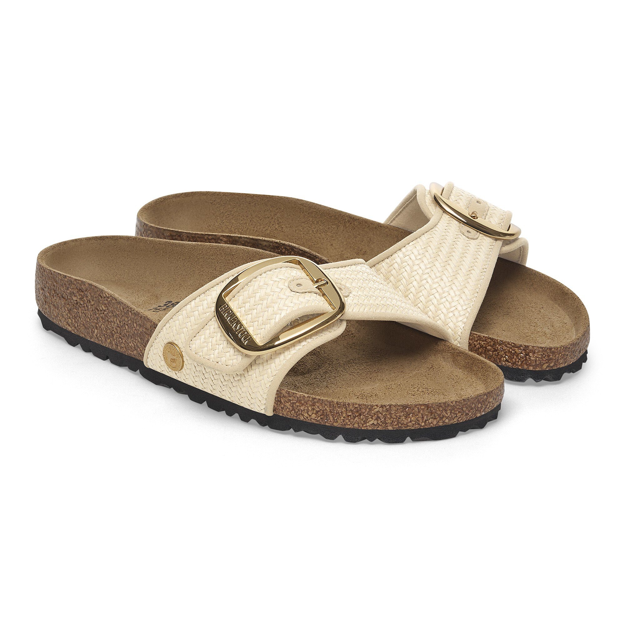 【関税&送料込】Birkenstock Madrid Big Buckle Raffia Slipper Madrid Big Buckle Raffia Textile Raffia Black | BIRKENSTOCK