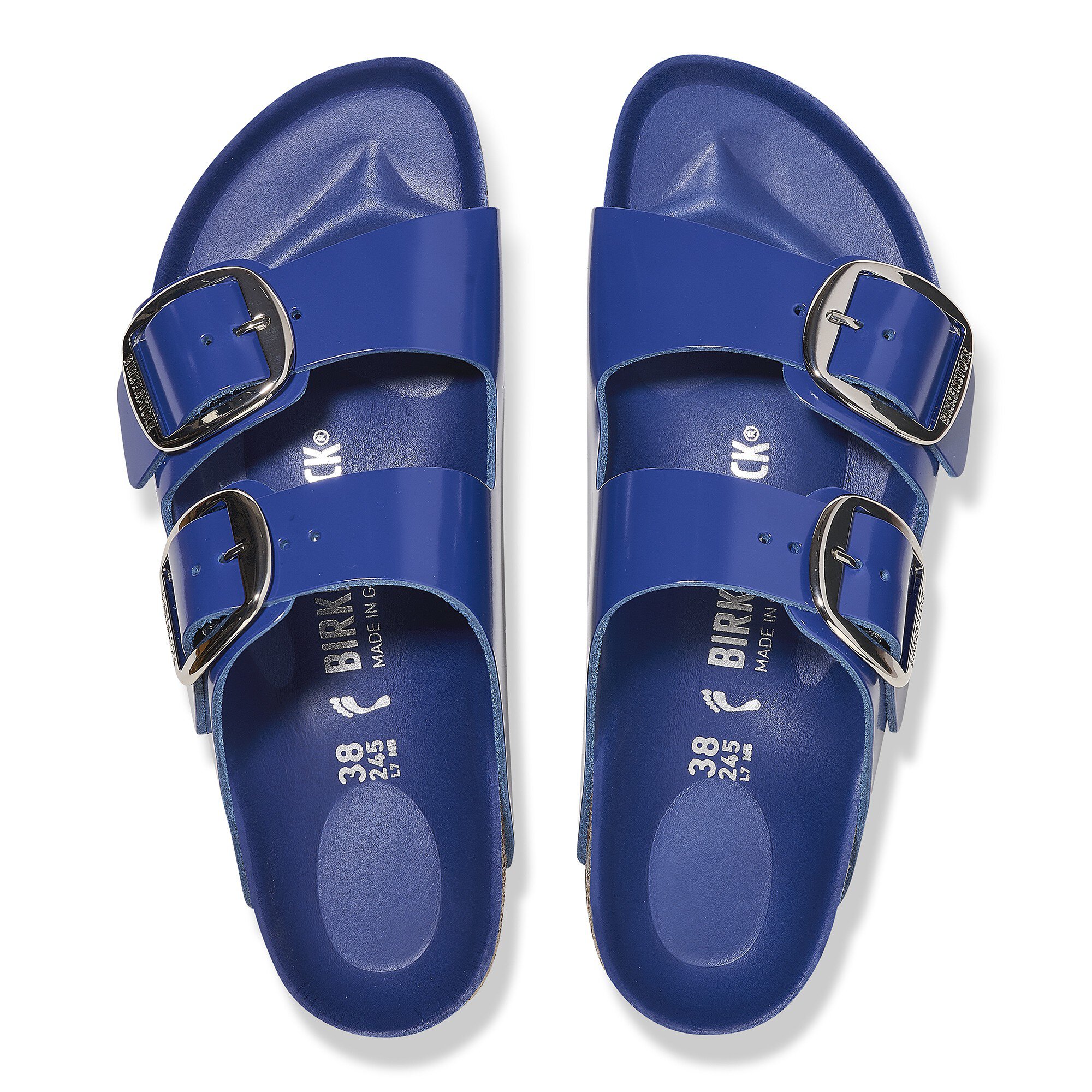 Arizona Big Buckle Natural Leather Patent High-Shine Cobalt