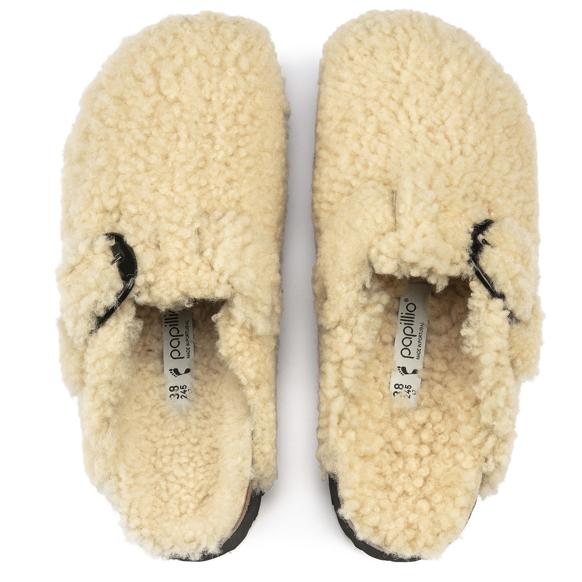 Boston Big Buckle Flex Platform Shearling Teddy Eggshell