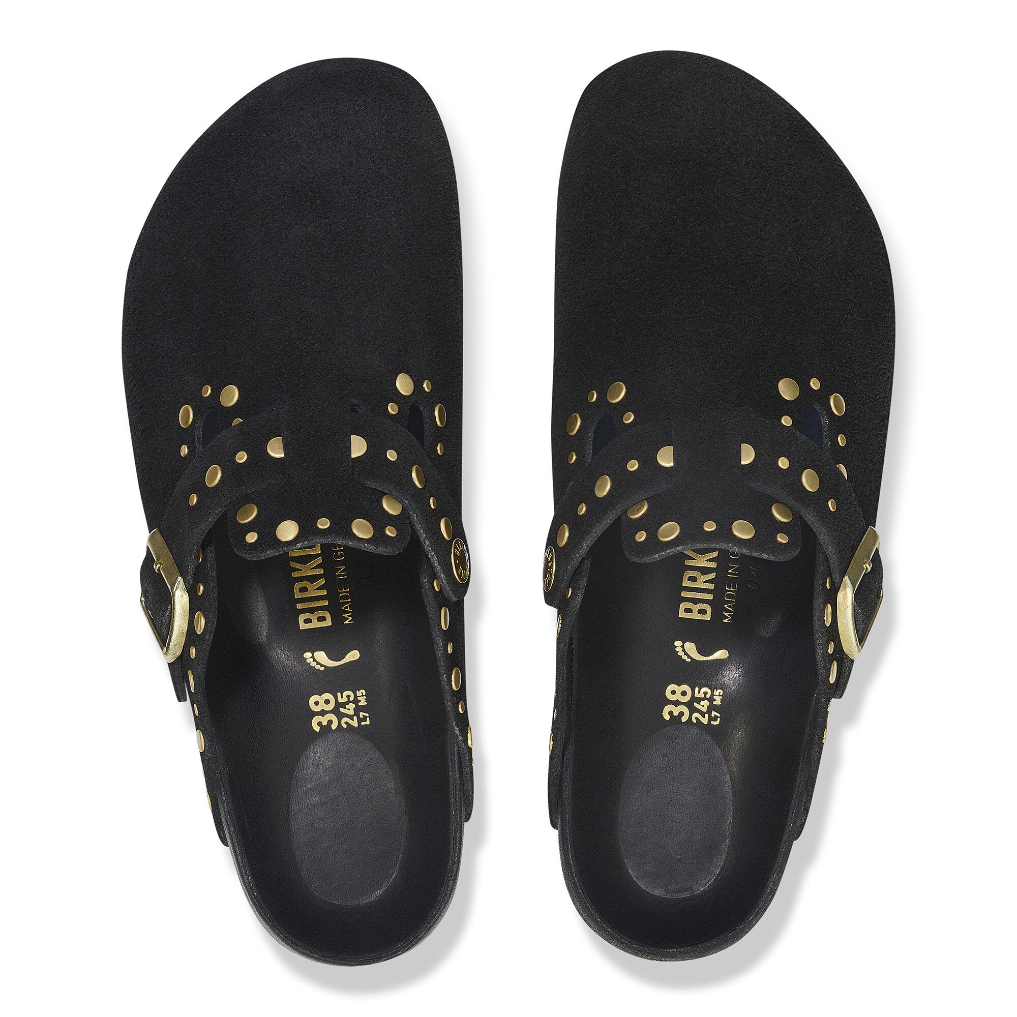 Boston Rivets Suede Leather Black BIRKENSTOCK
