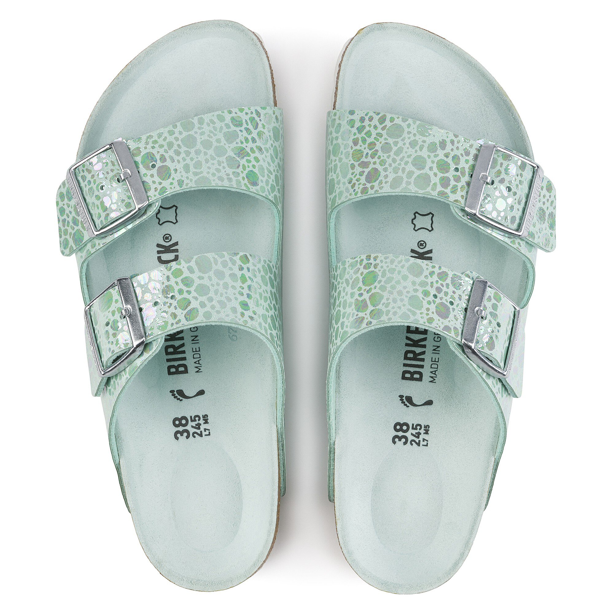 birkenstock arizona metallic stones aqua