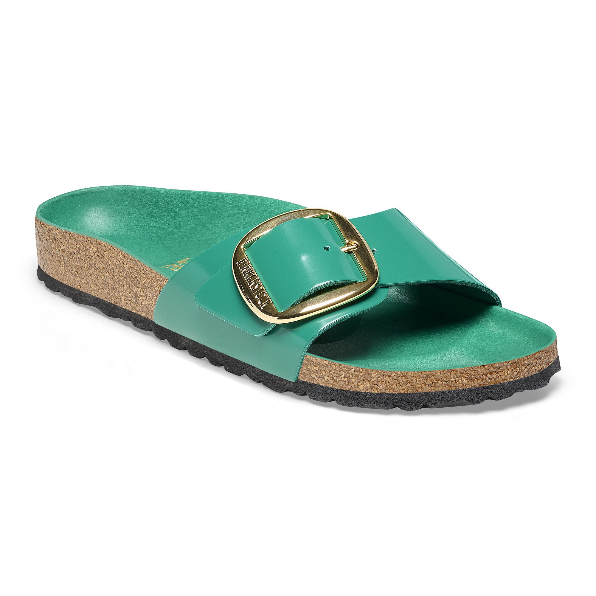 dobbelt hjemmelevering Anemone fisk Madrid Big Buckle Natural Leather Patent High Shine Digital Green |  BIRKENSTOCK