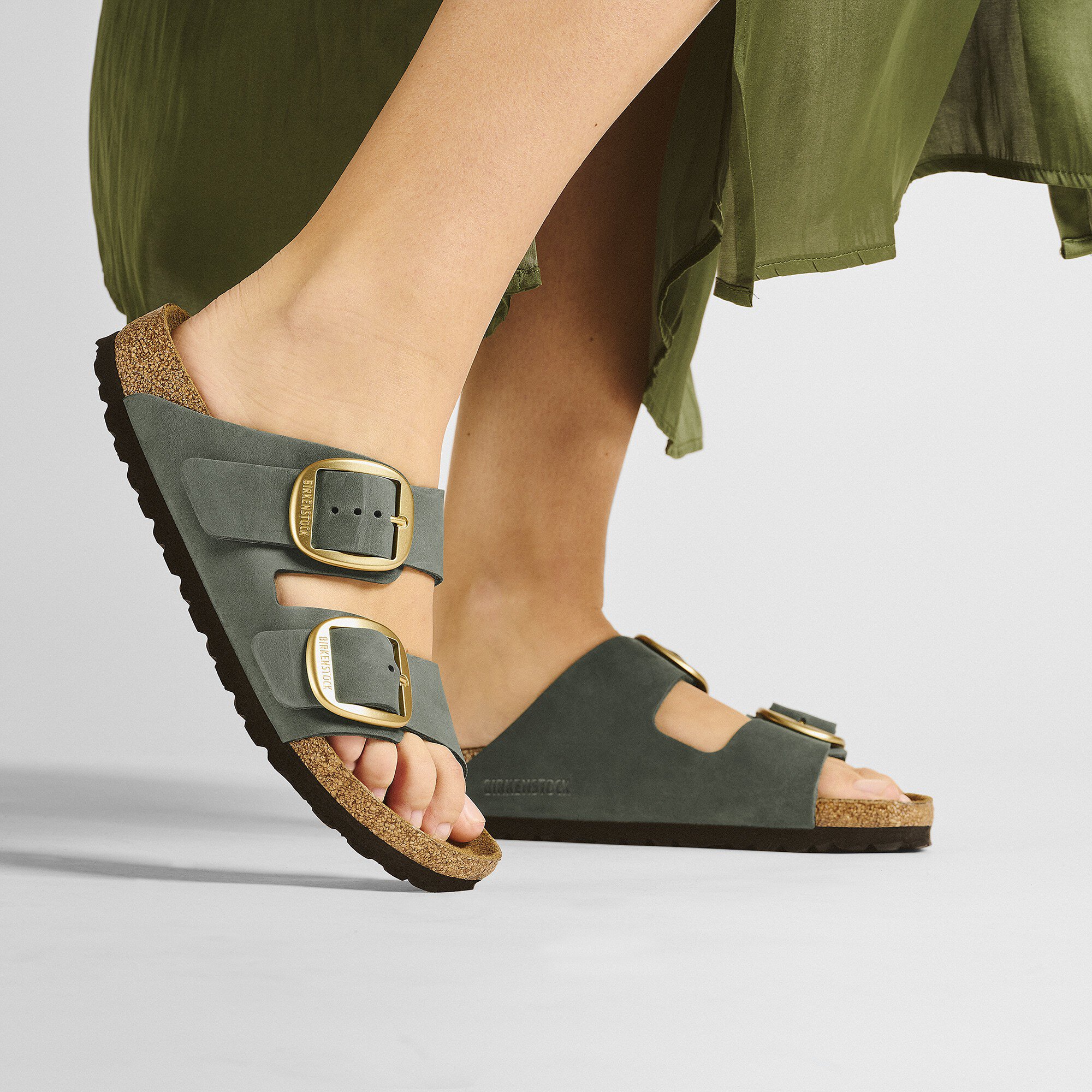 Arizona Big Buckle Nubuck Leather Thyme | BIRKENSTOCK