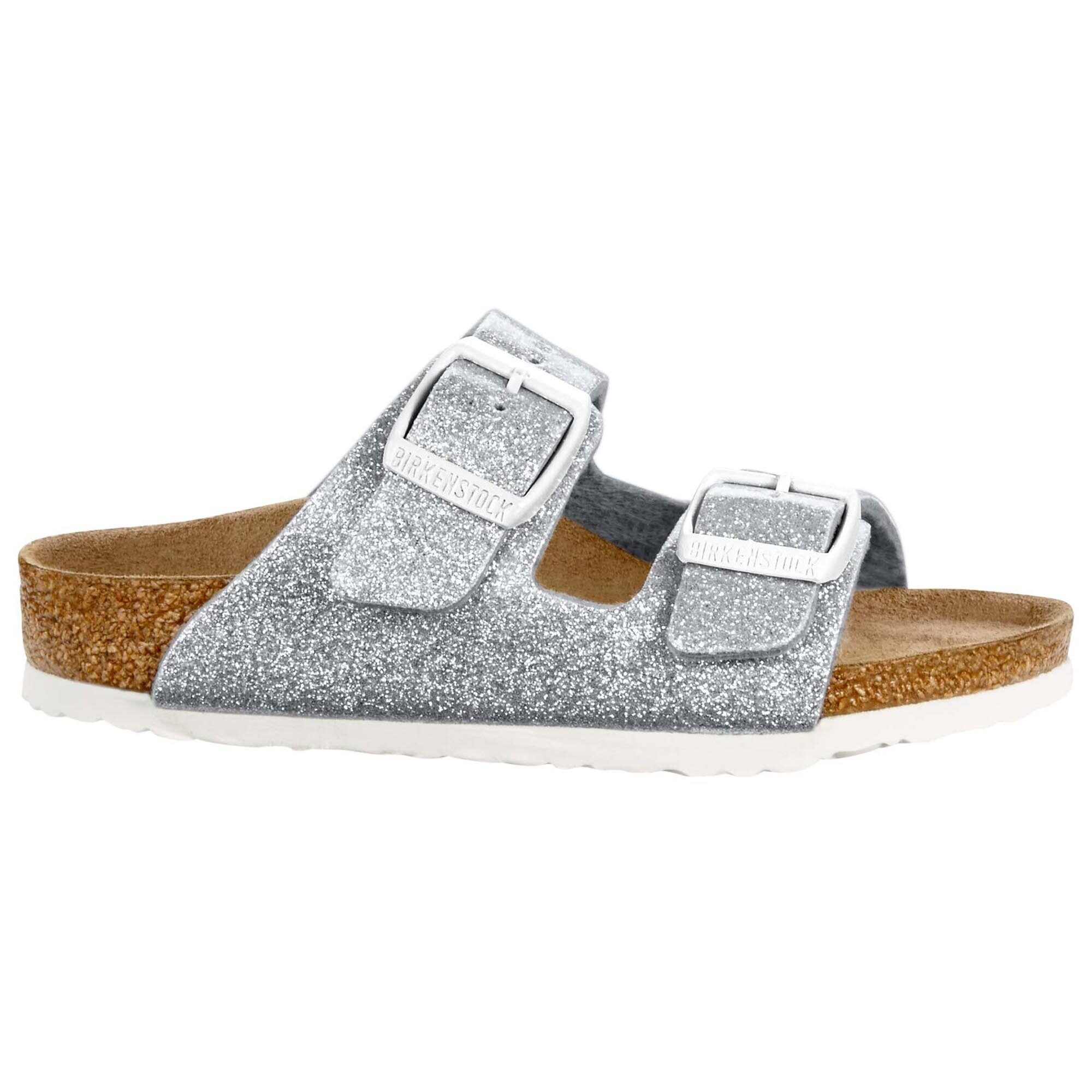 silver sparkly birkenstocks