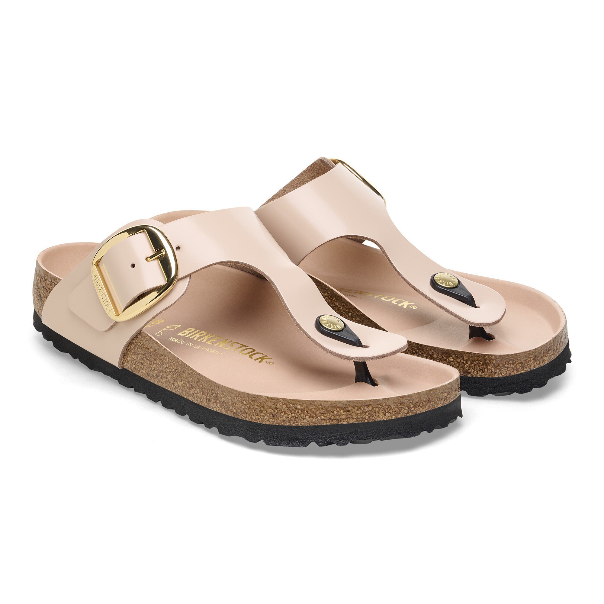 Gizeh Big Buckle Naturleder Lack High Shine New Beige BIRKENSTOCK