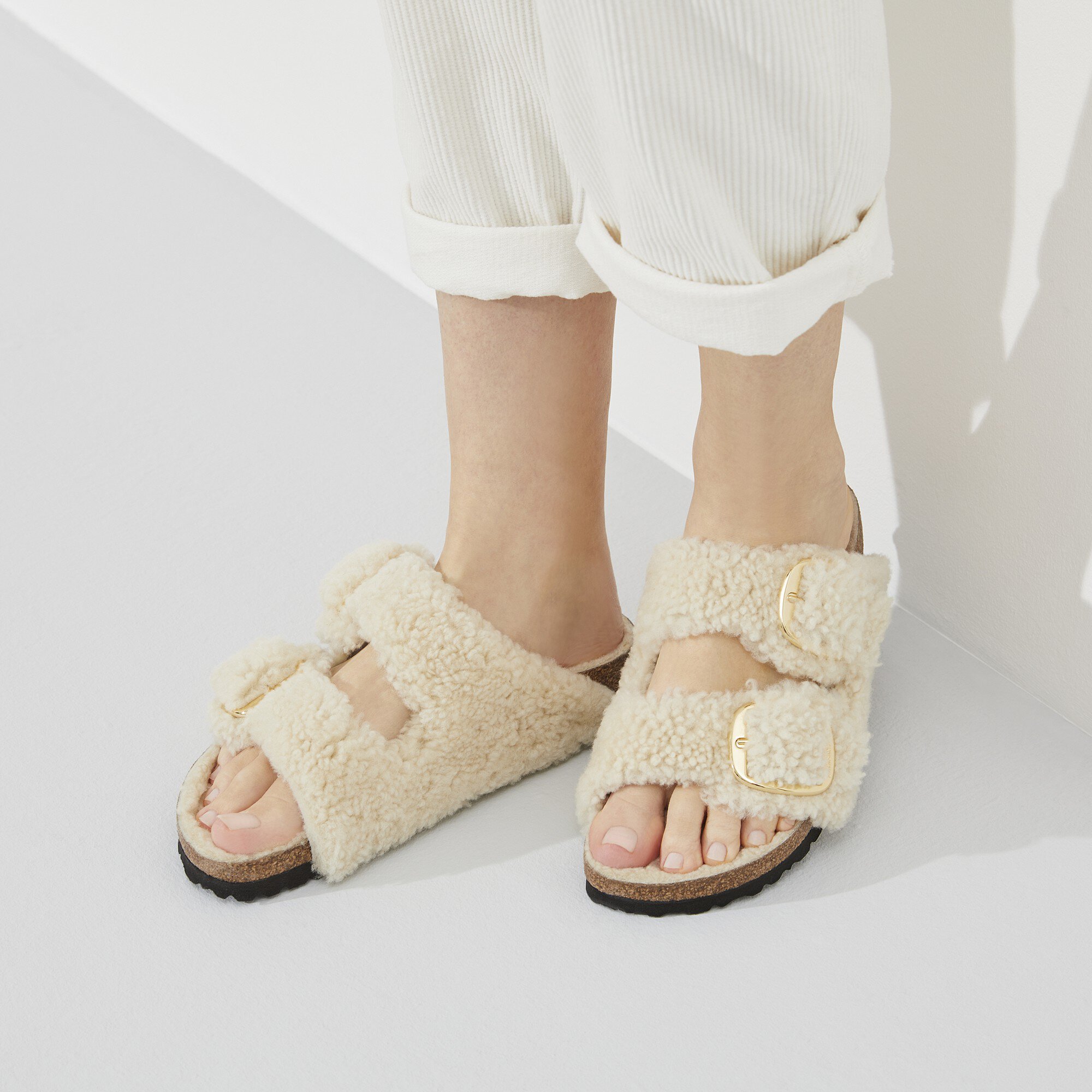 Arizona Big Buckle Shearling Teddy Eggshell BIRKENSTOCK