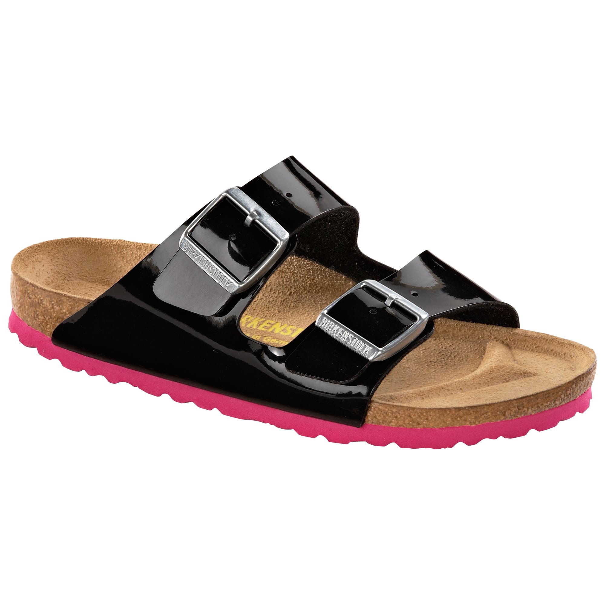 black patent birkenstock sandals