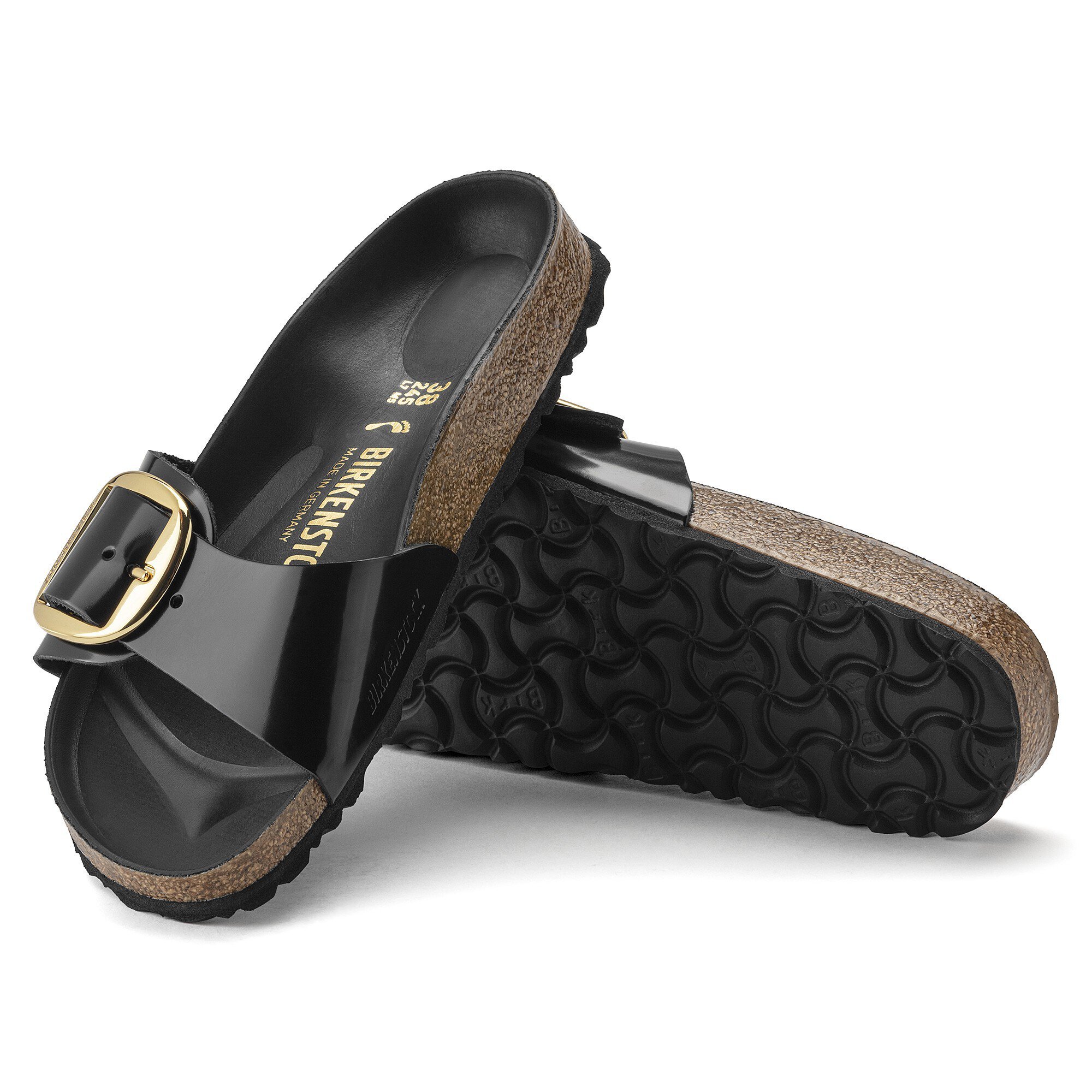 Madrid Big Buckle Natural Leather Patent