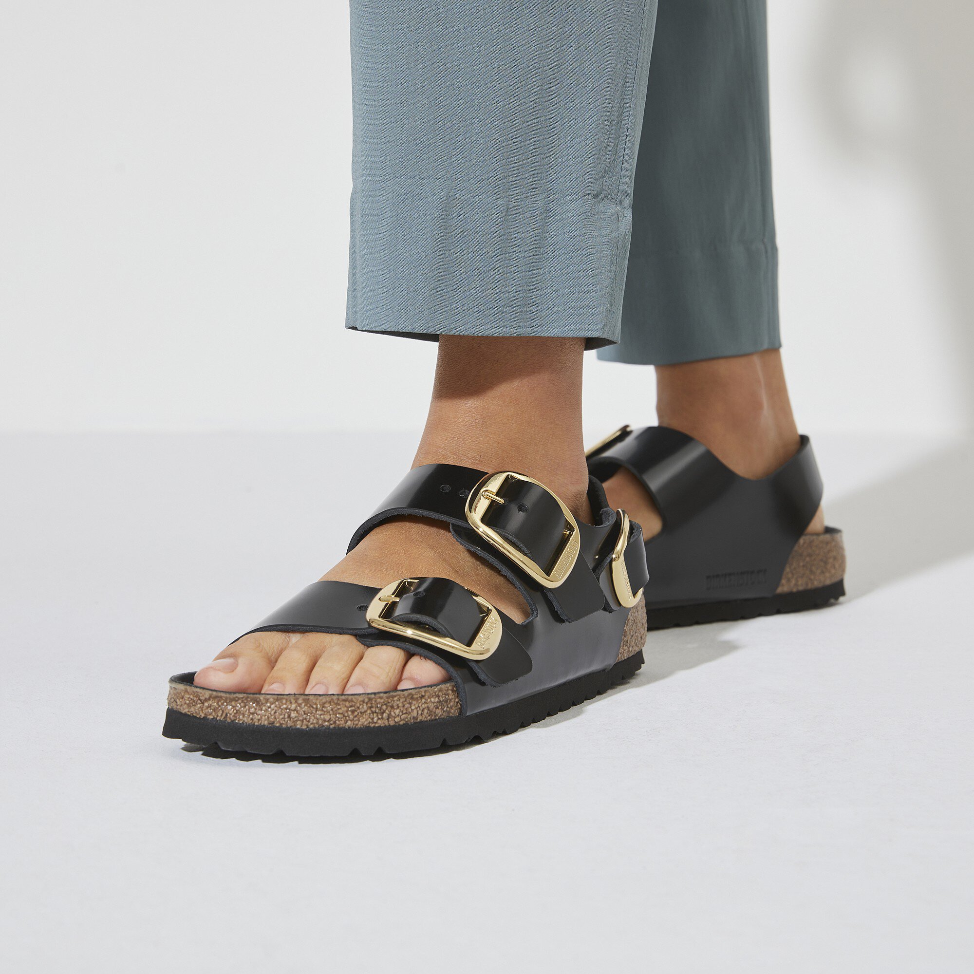 Milano Big Buckle Natural Leather Patent High Shine | BIRKENSTOCK