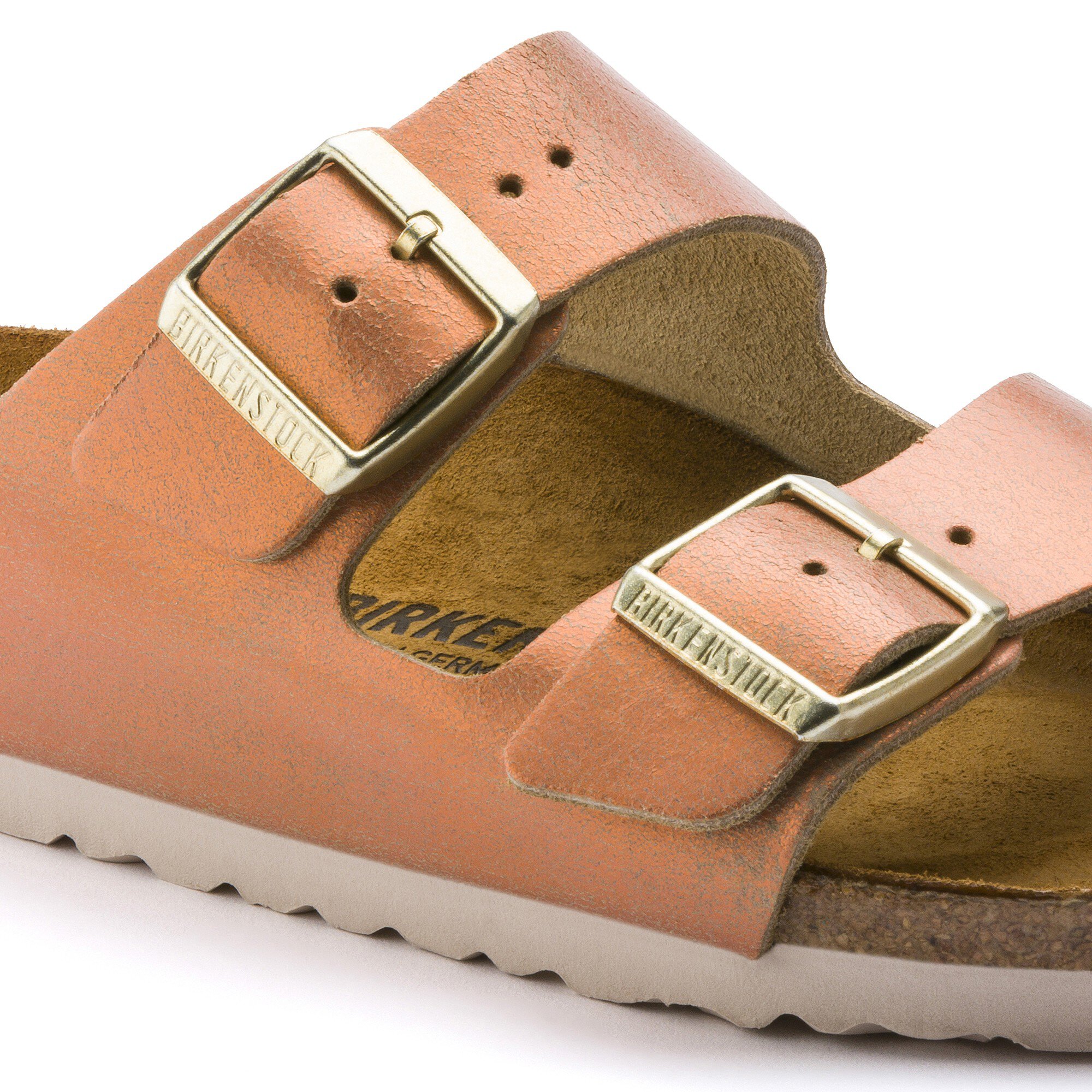 washed metallic sea copper birkenstock