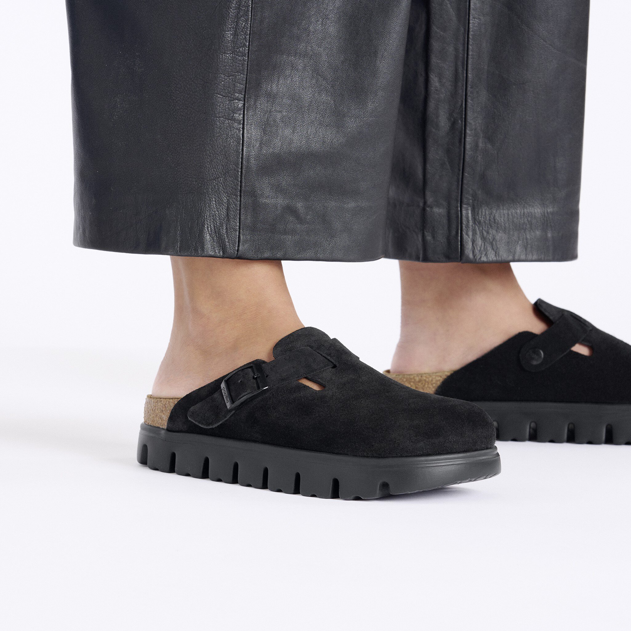 birkenstock boston chunky suede black