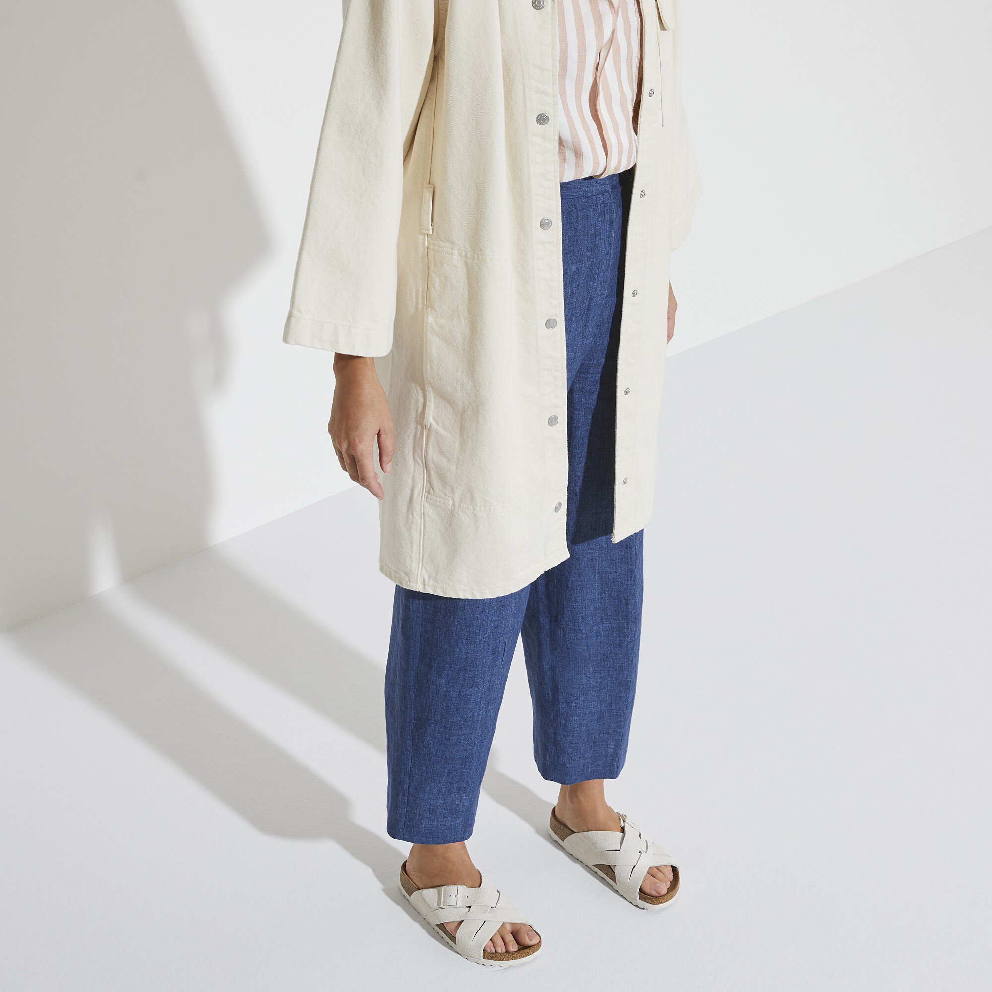Lugano Soft Footbed Suede Leather Antique White | BIRKENSTOCK