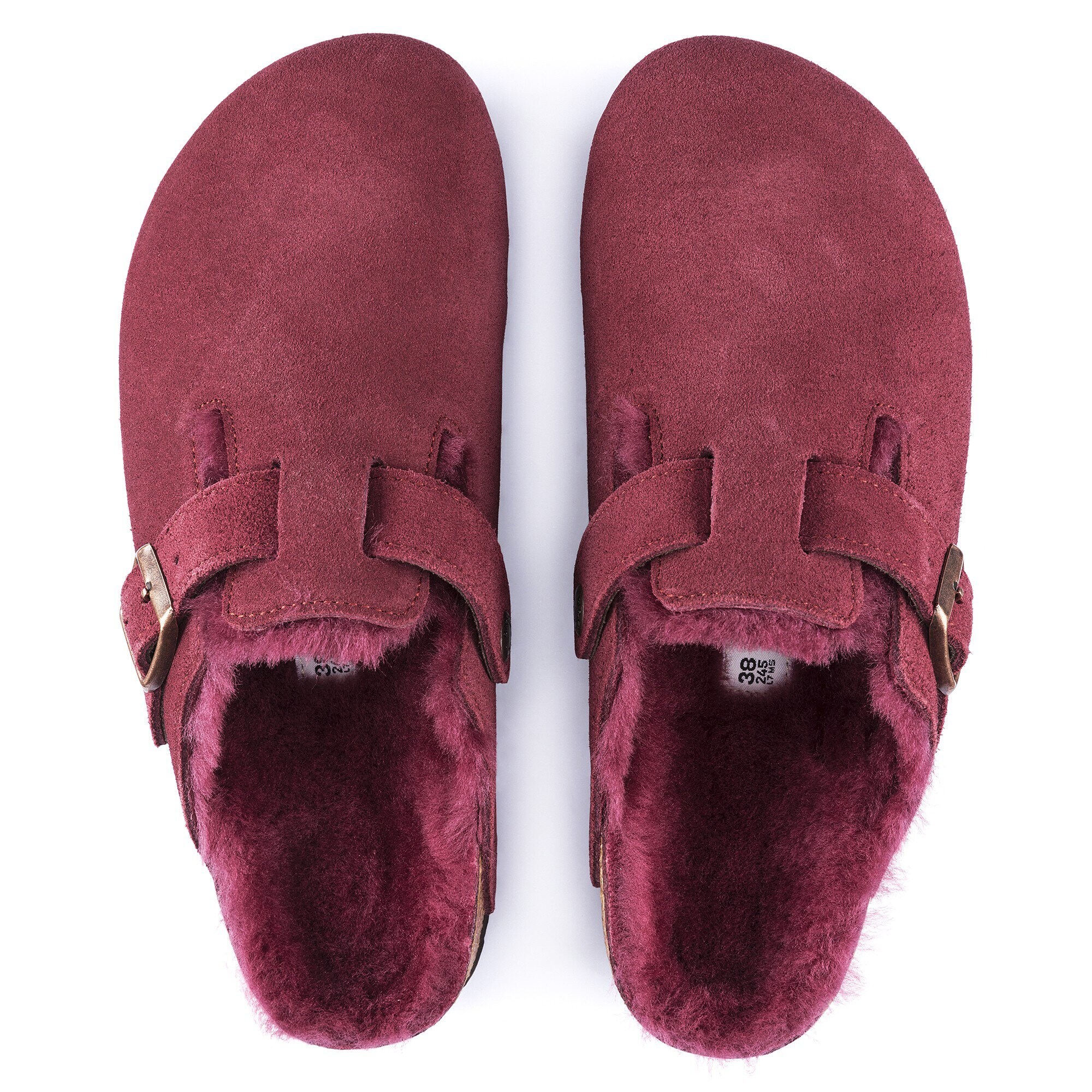 birkenstock boston shearling burgundy