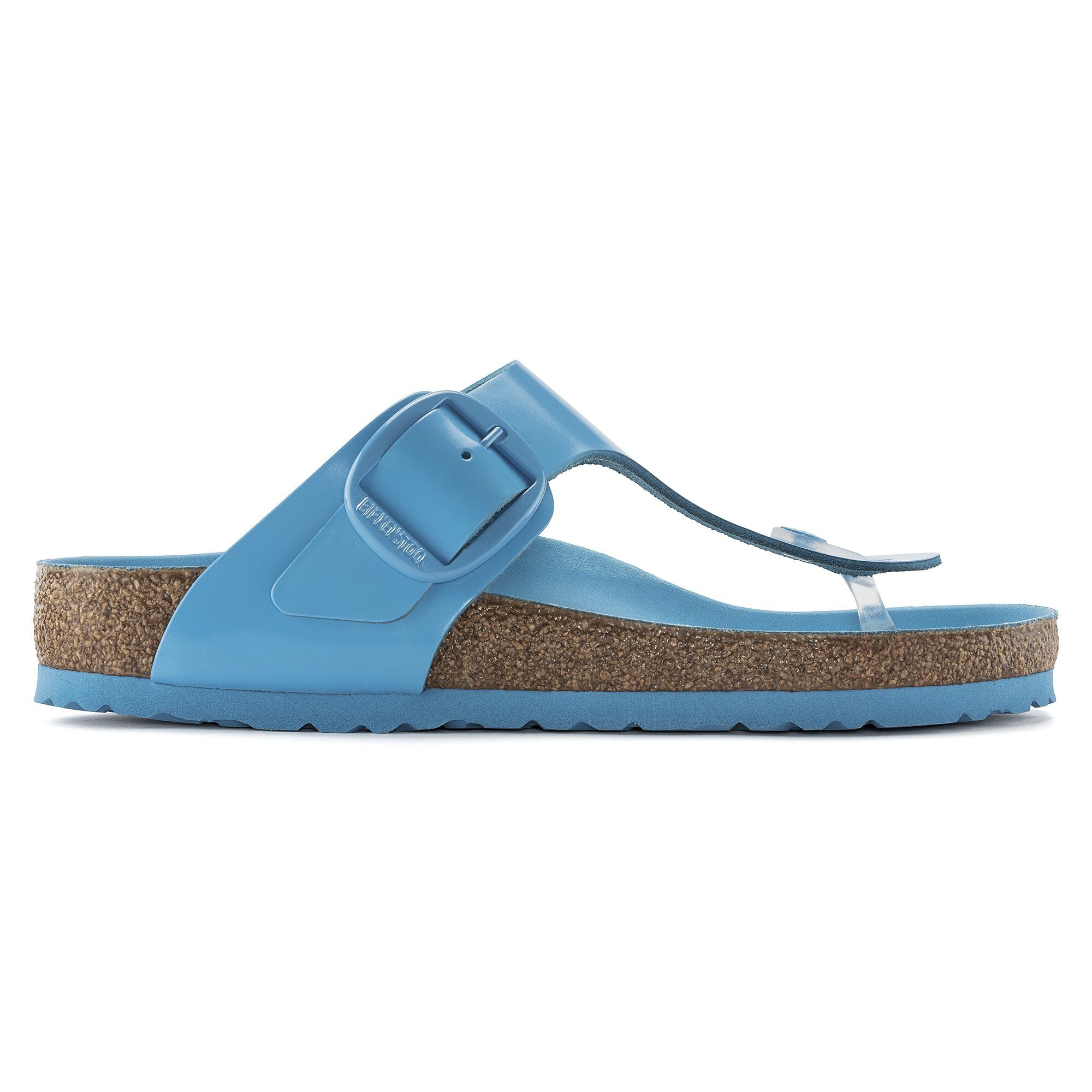 Gizeh Big Buckle Natural Leather Patent High Shine Sky Blue | BIRKENSTOCK