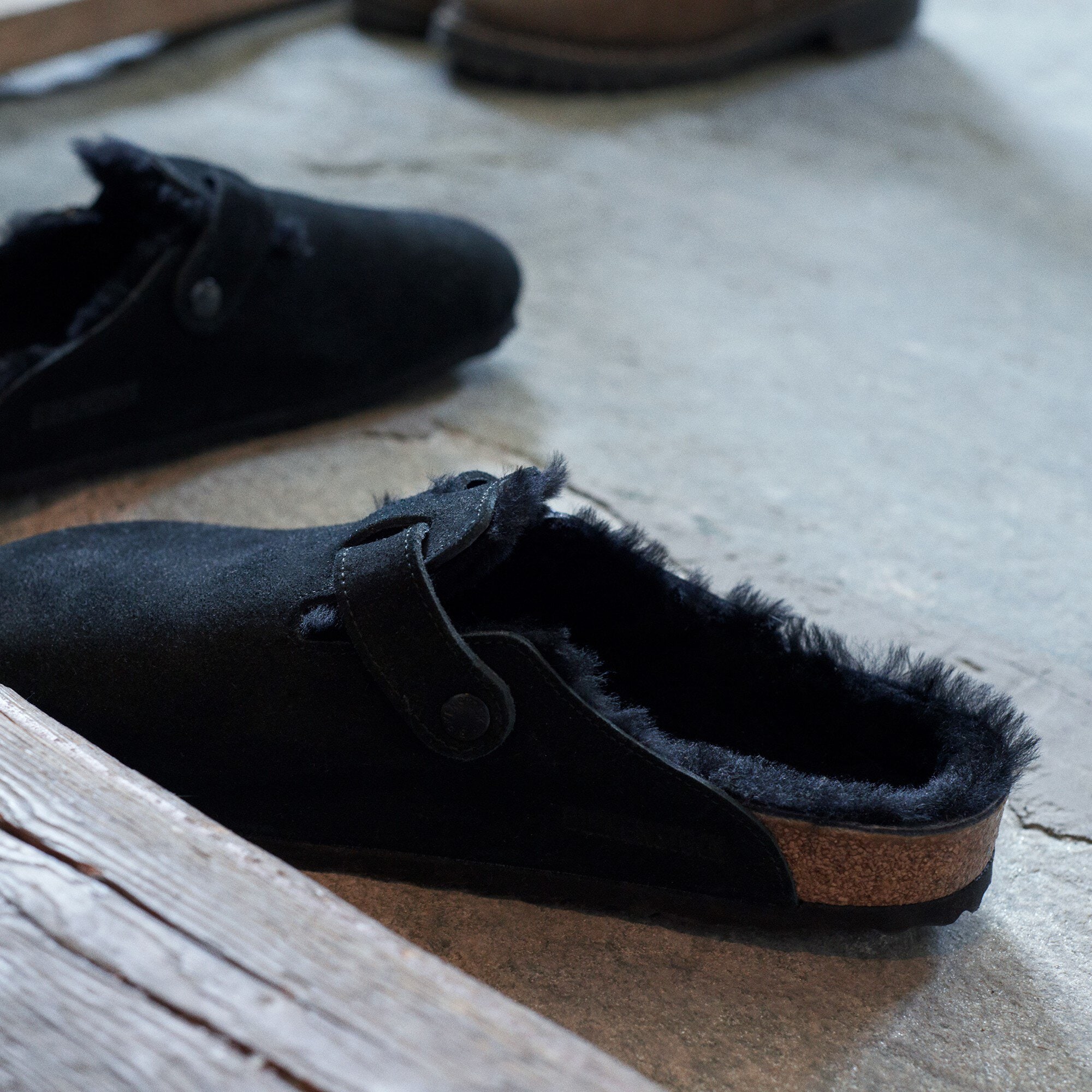 Boston Shearling Suede Leather Black | BIRKENSTOCK