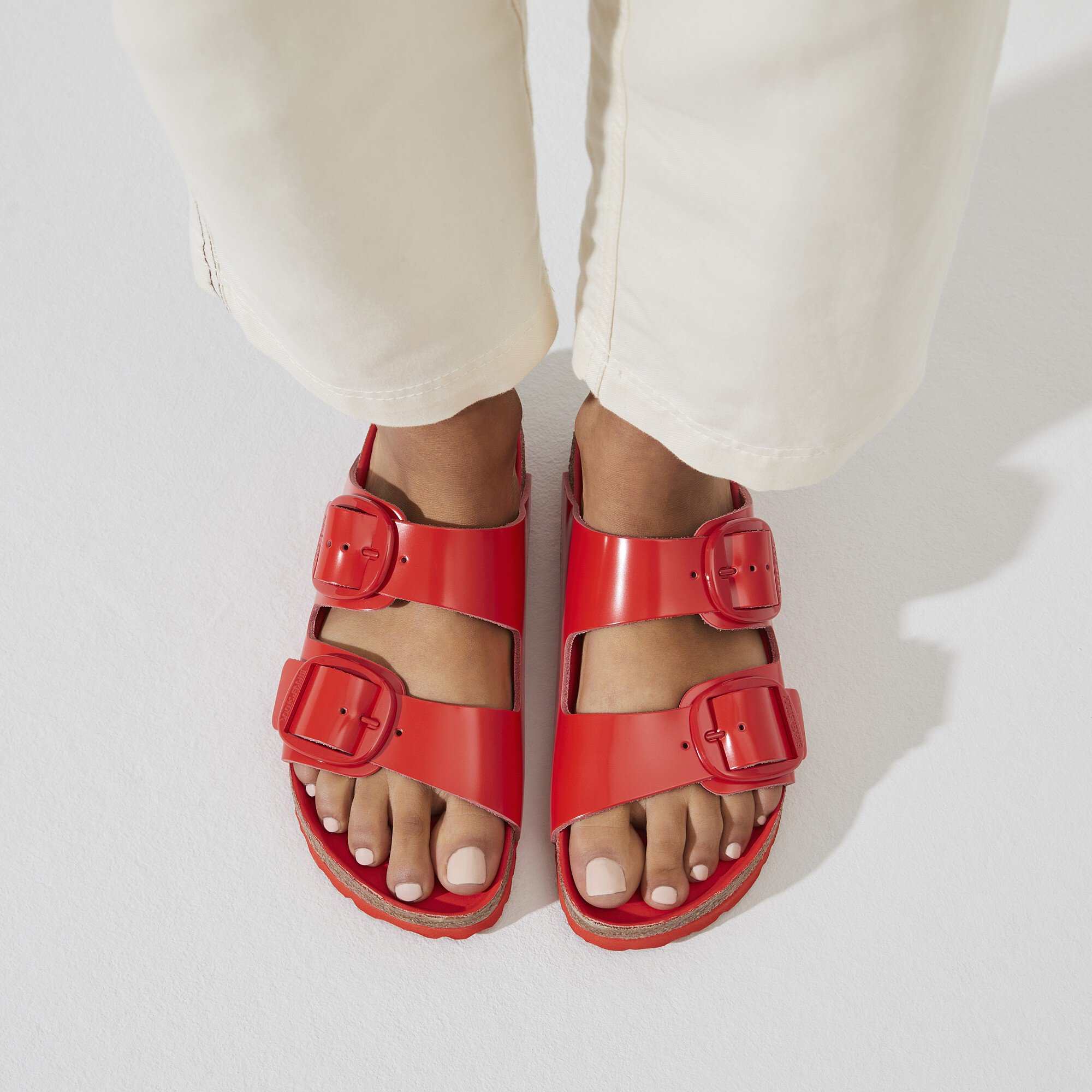 Arizona Big Buckle Natural Leather High Shine Tomato | BIRKENSTOCK