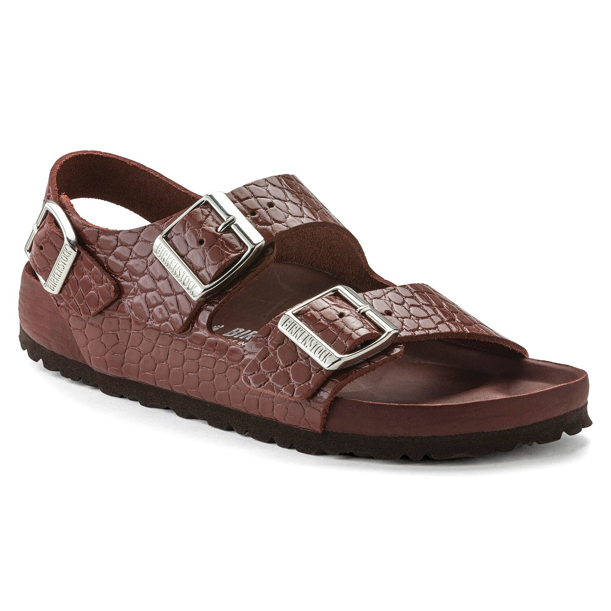 Milano Rivet Logo Embossed Natural Leather Chocolate | BIRKENSTOCK