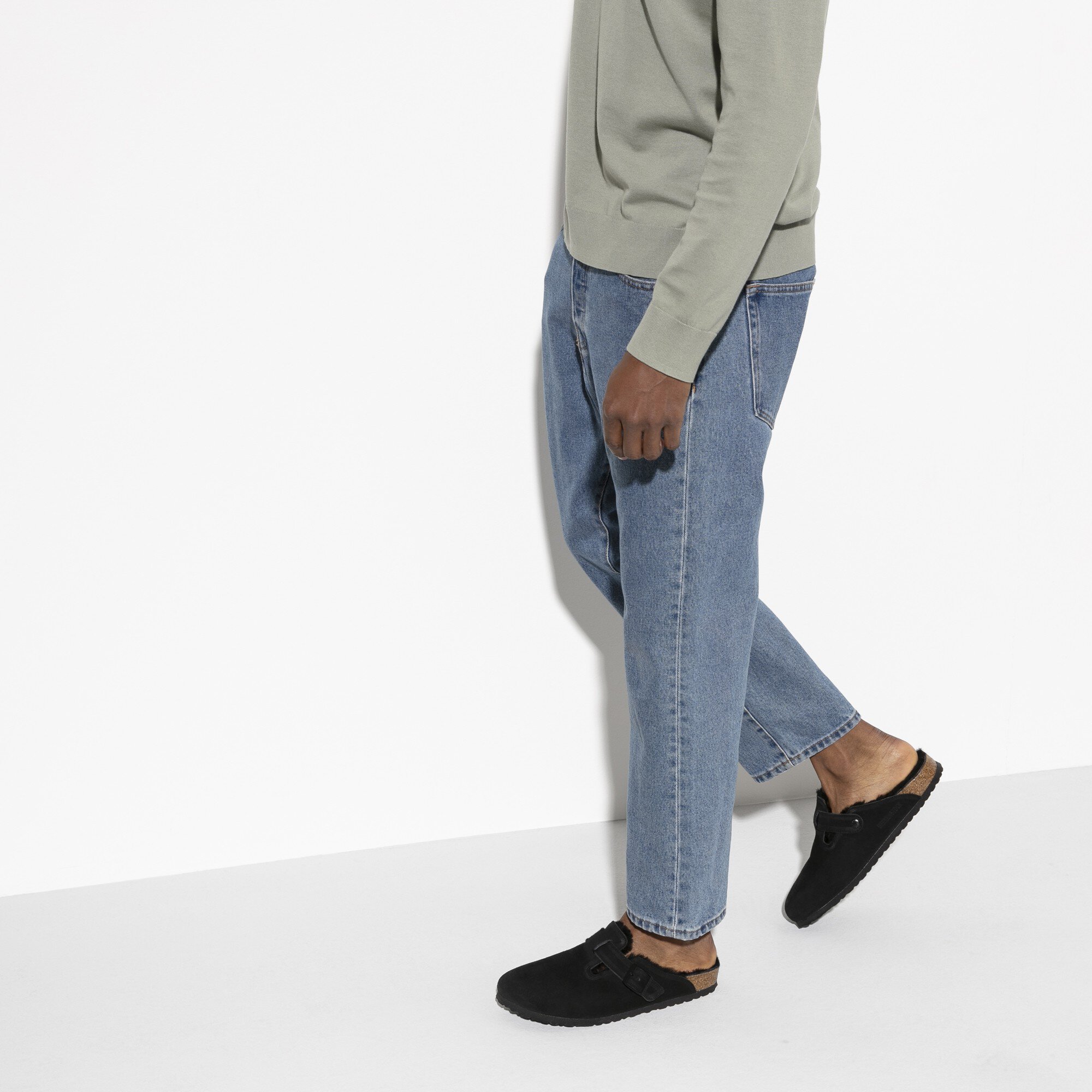 Boston Shearling Suede Leather Black | BIRKENSTOCK