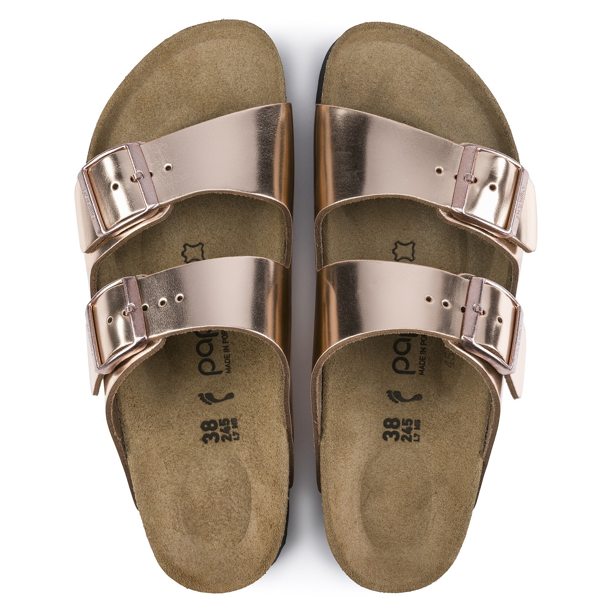 birkenstock arizona natural leather metallic copper