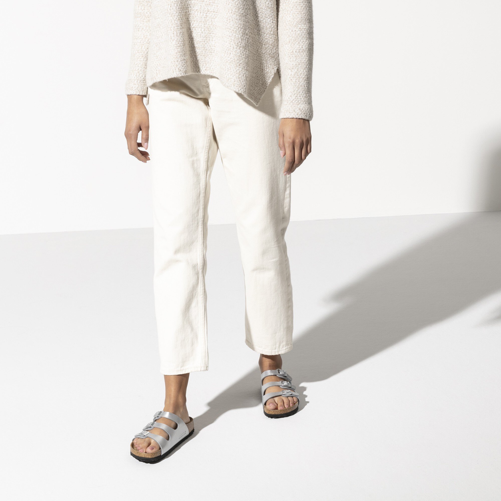 birkenstock florida silver metallic