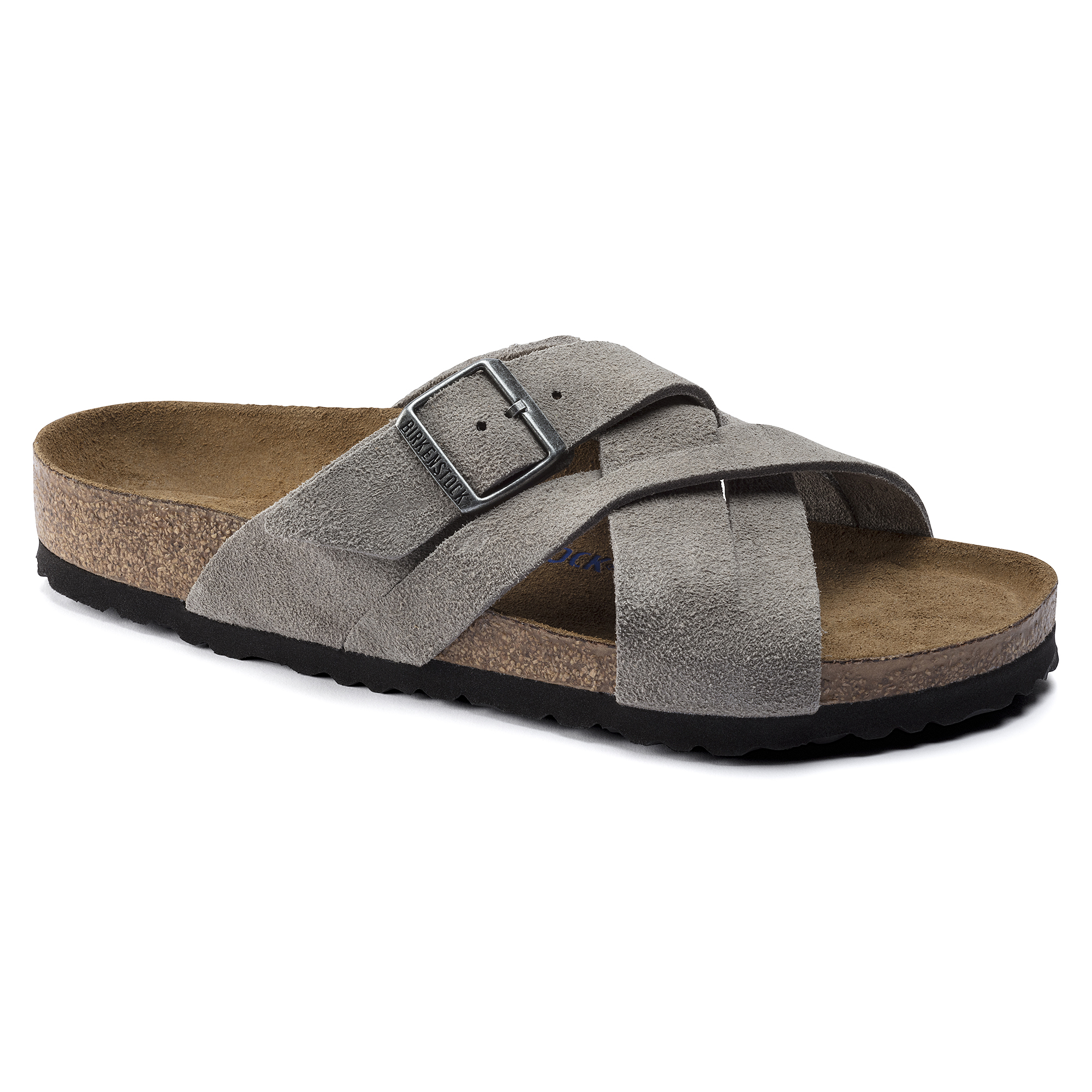 Lugano Soft Footbed Suede Leather Stone Coin | BIRKENSTOCK