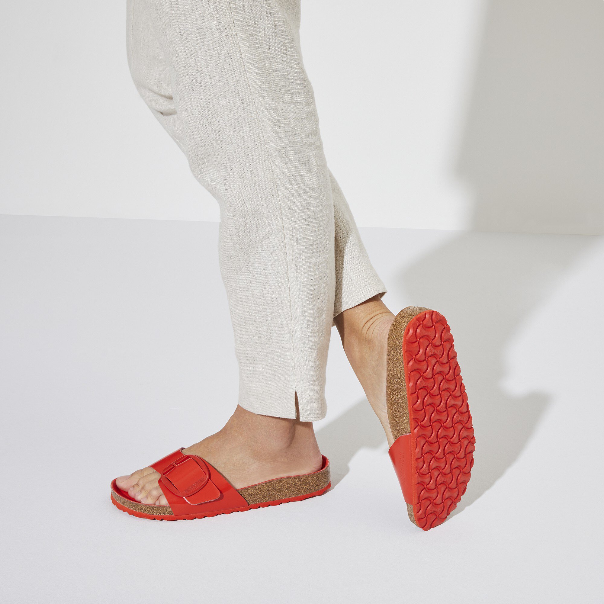 Madrid Big Buckle Natural Leather Patent High Shine Tomato BIRKENSTOCK
