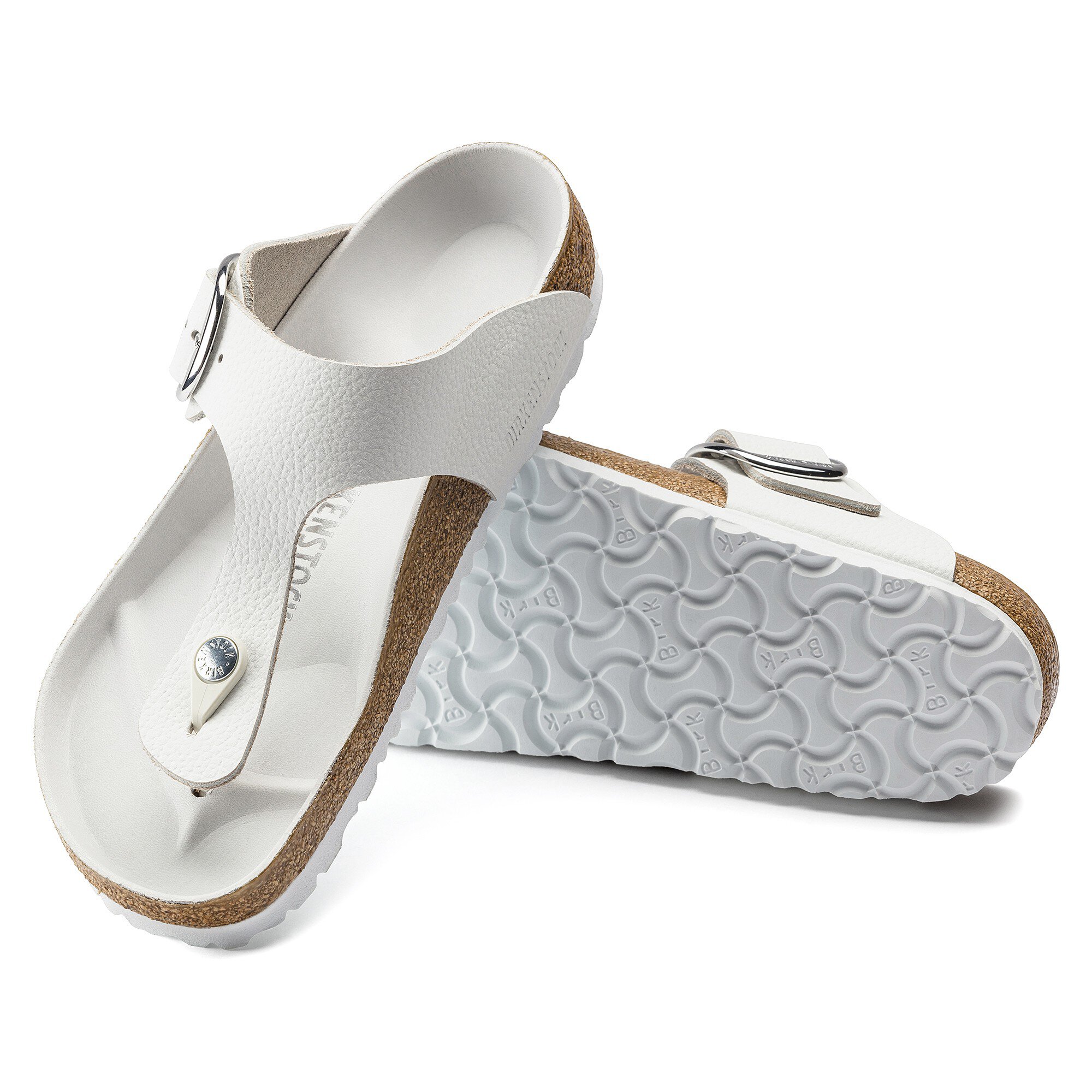 【2025年最新】海外限定の人気アイテム Gizeh BIRKENSTOCK | White Leather Buckle Big 靴