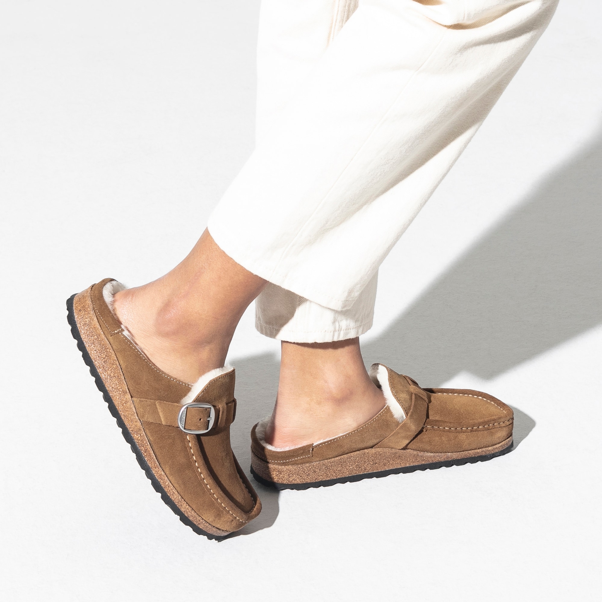 shearling lined birkenstock clogs