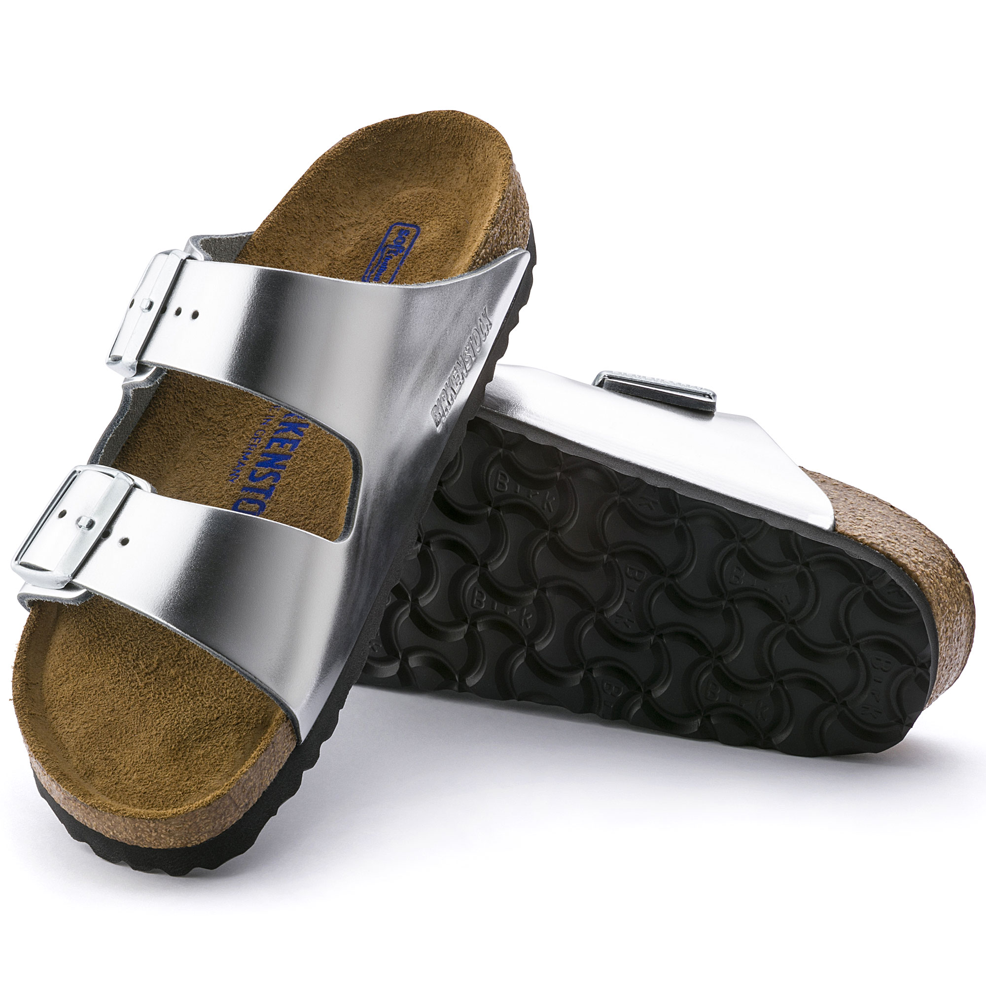 birkenstock silver arizona sandals