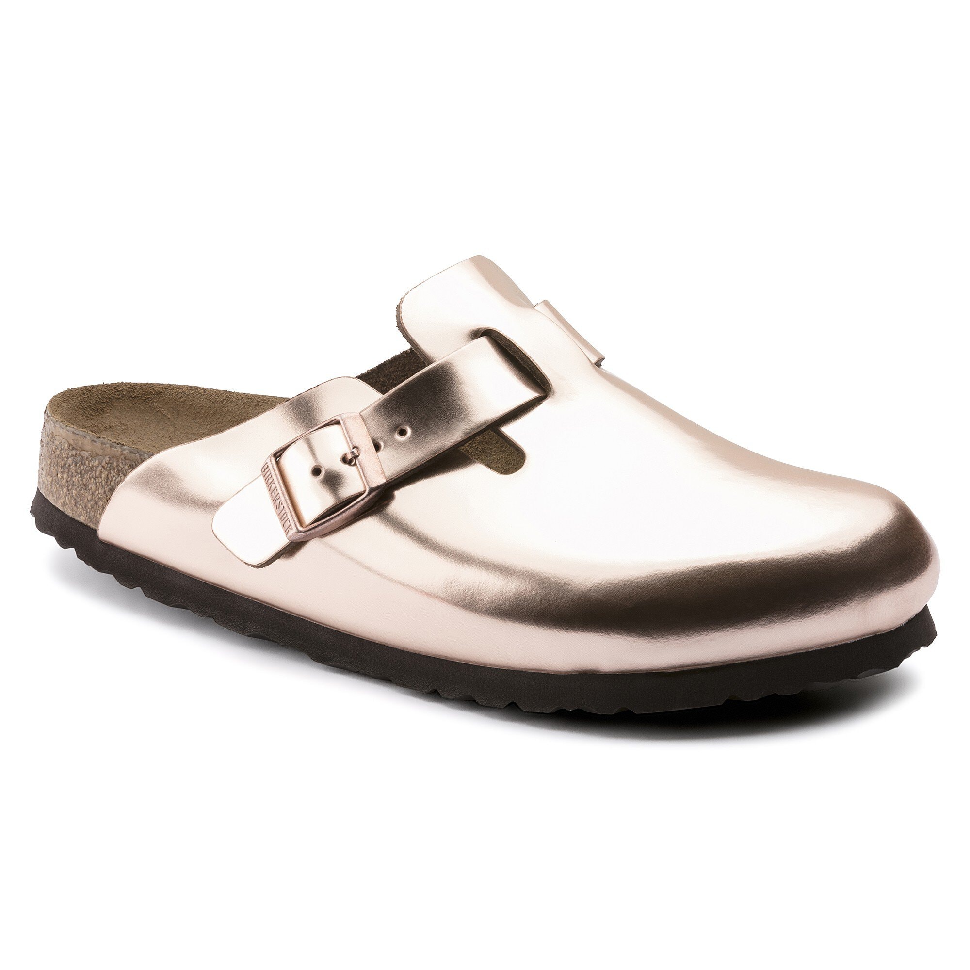 metallic birkenstock clogs