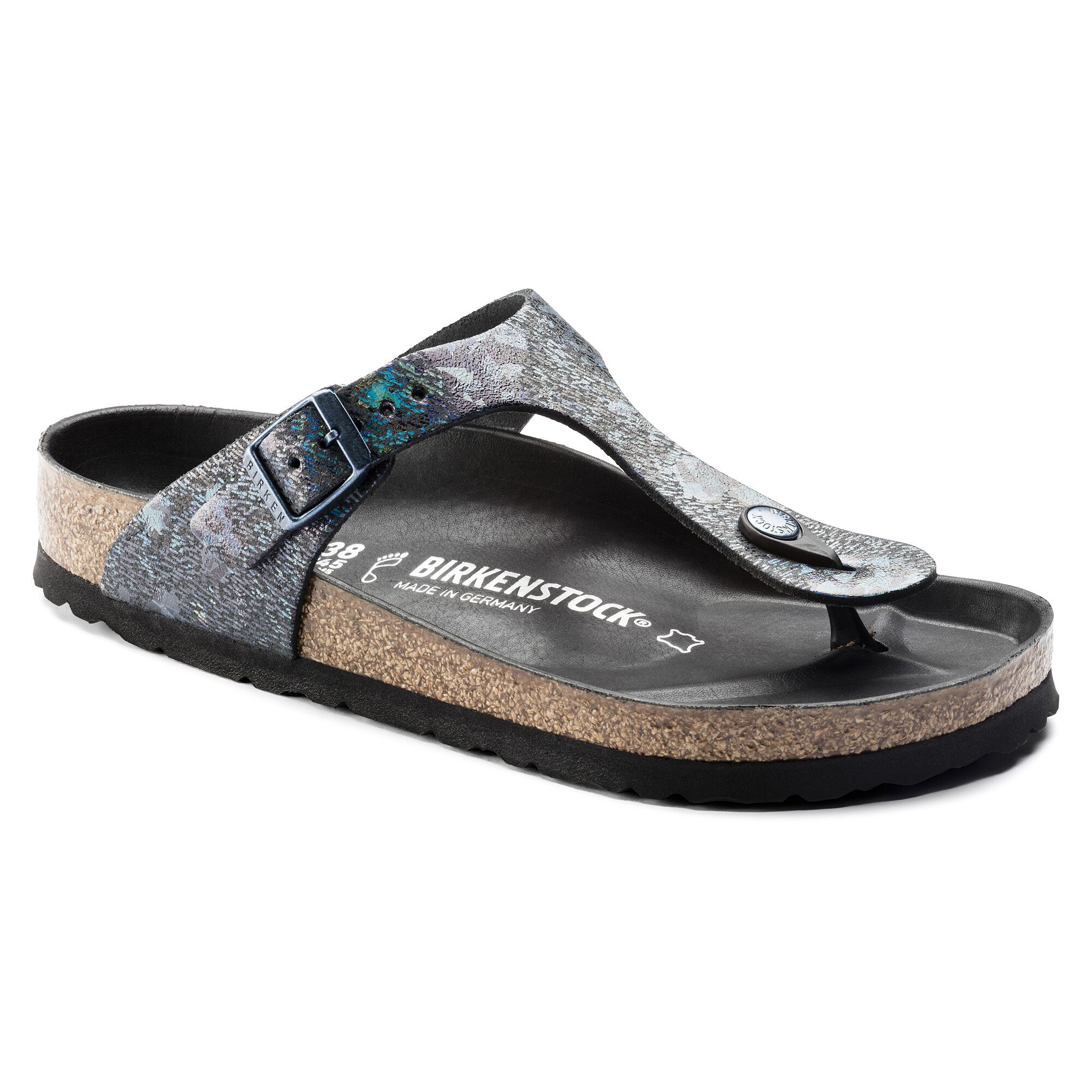 birkenstock black silver buckle