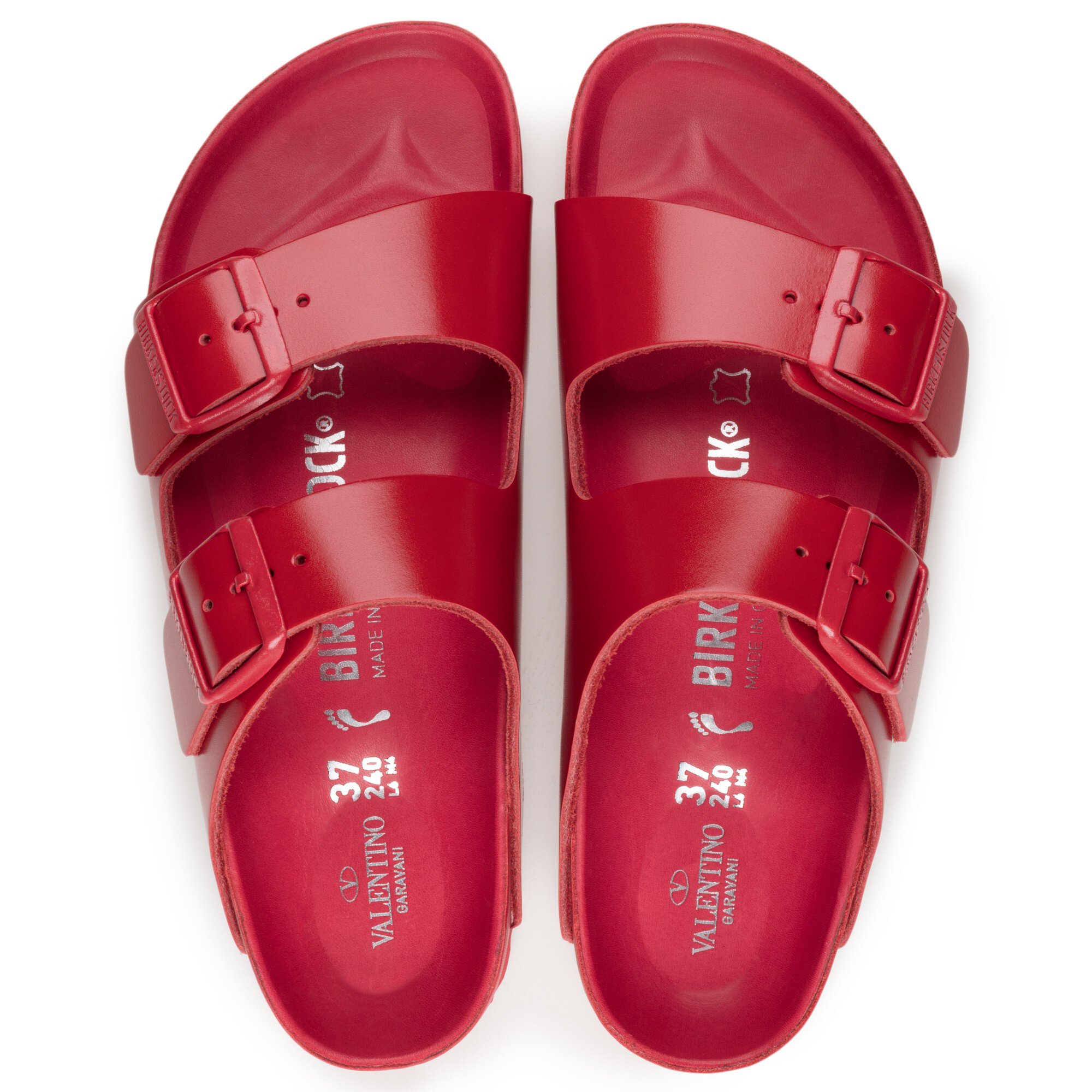red and pink birkenstock