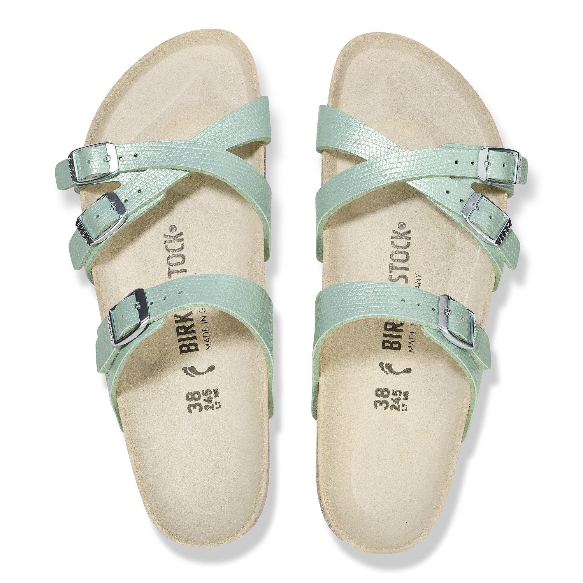 Franca Birko-Flor Embossed Shiny Lizard Surf Green | BIRKENSTOCK