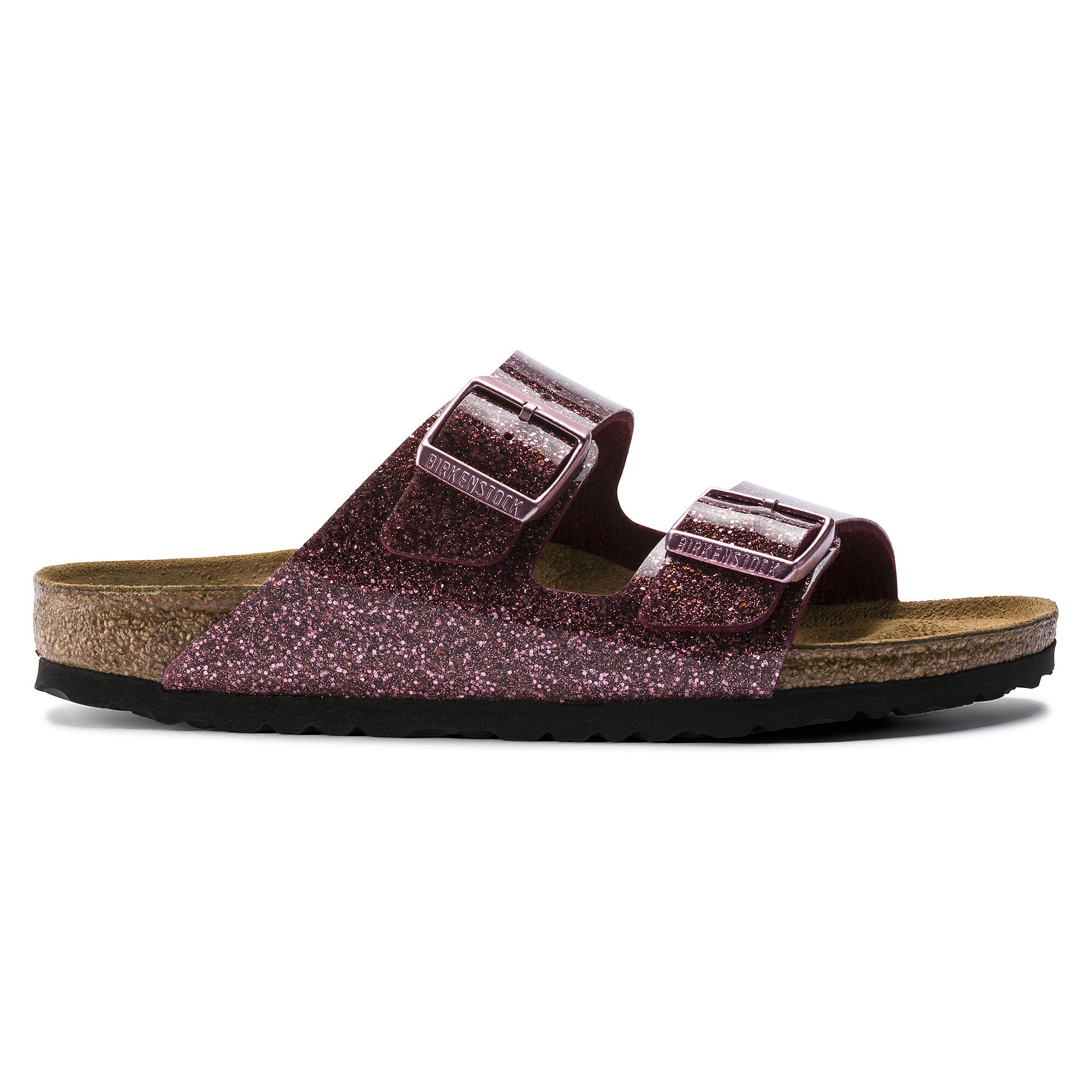 purple birkenstocks plastic