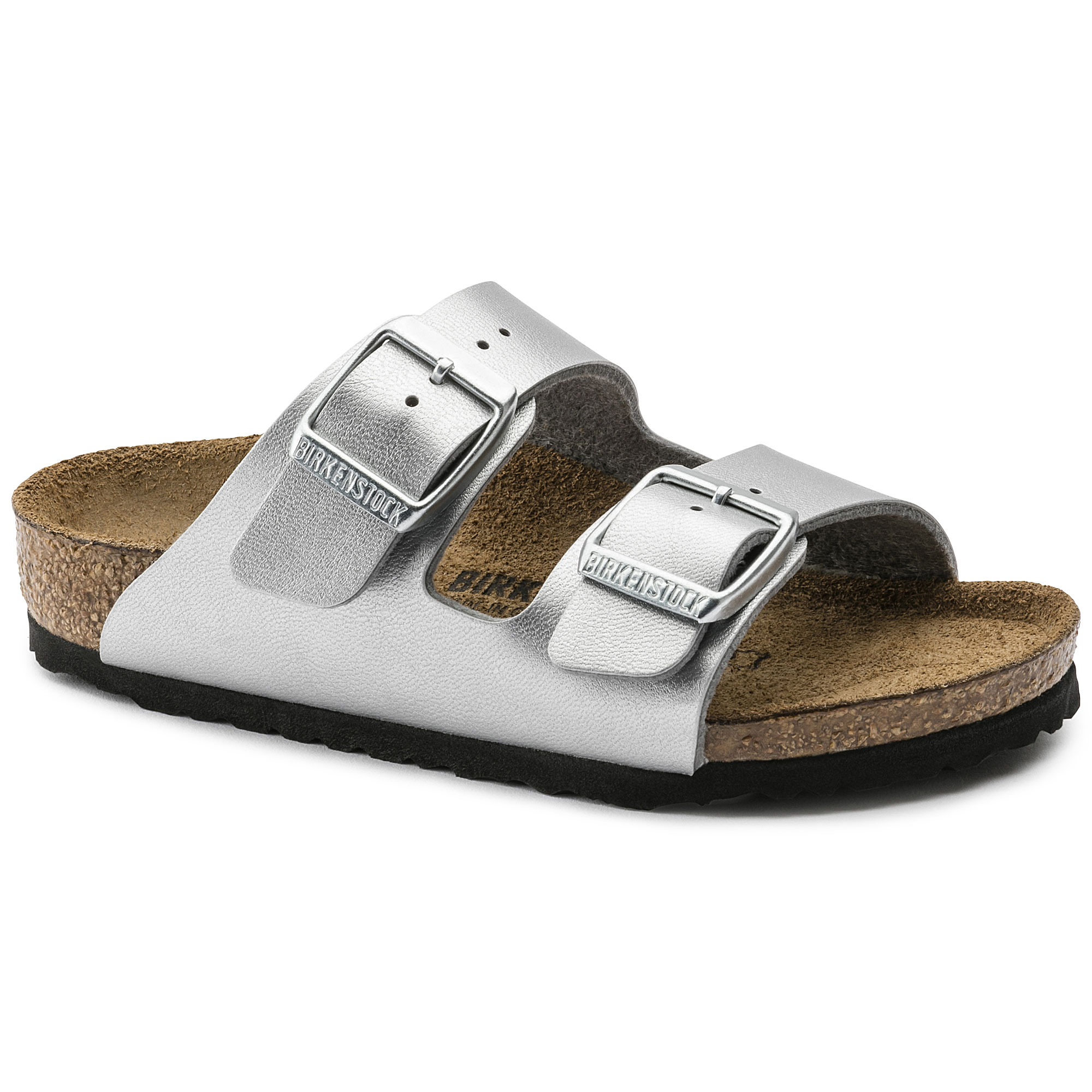 silver birkenstock sandals